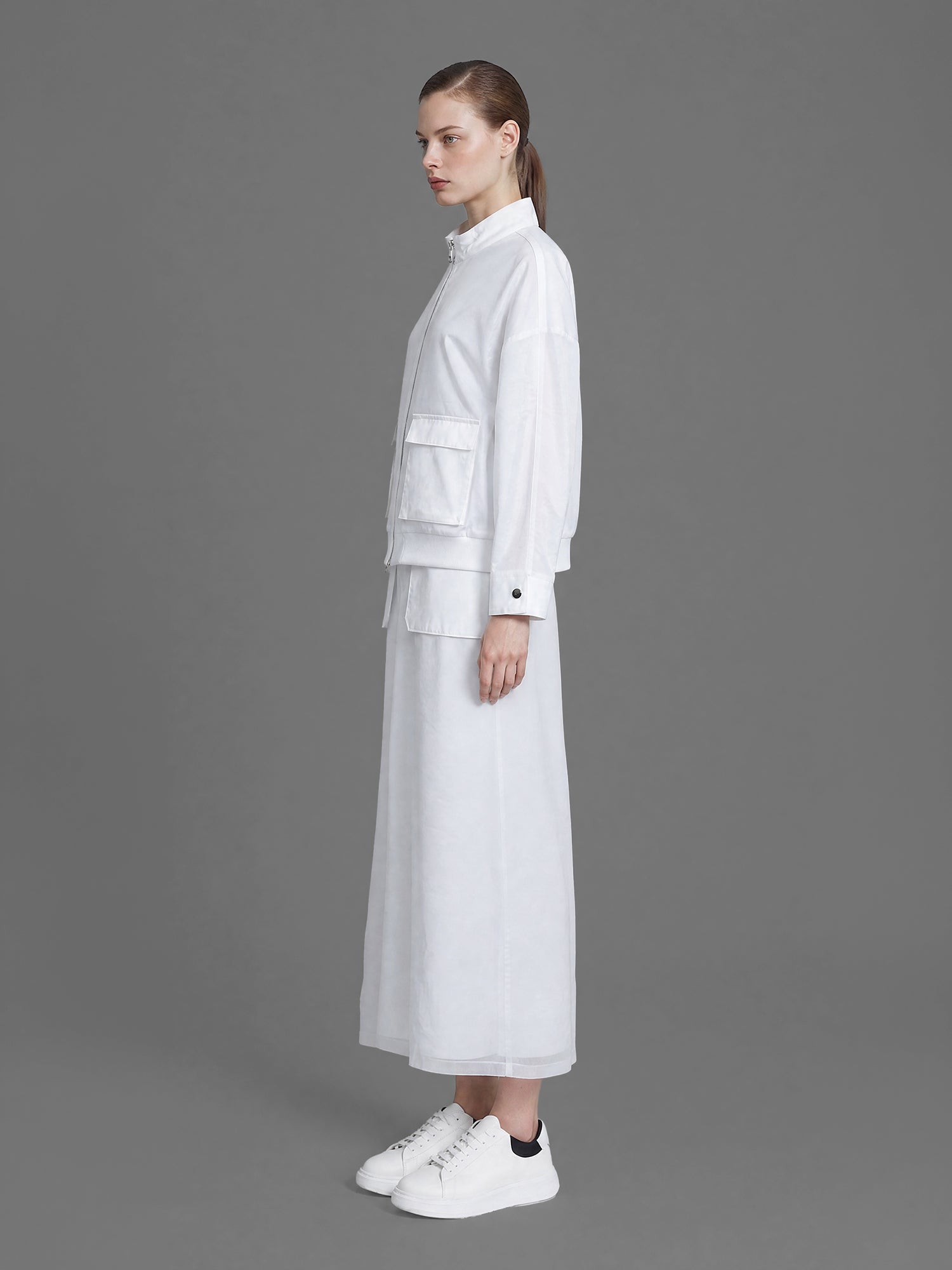 CLASSIC BLACK/STARRY WHITE MESH LOOSE-FIT LONG-SLEEVE JACKET