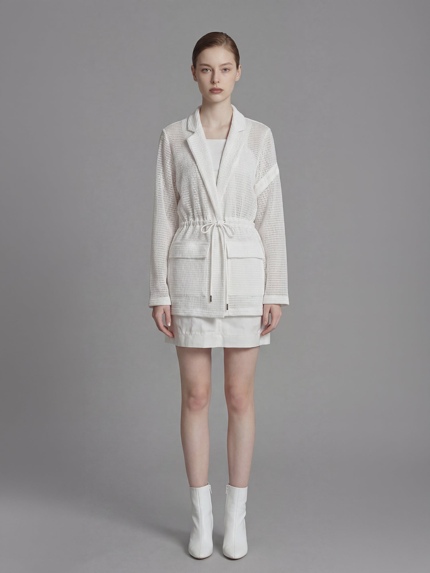 CLASSIC BLACK/STARLIGHT WHITE GRID CASUAL LONG-SLEEVE JACKET