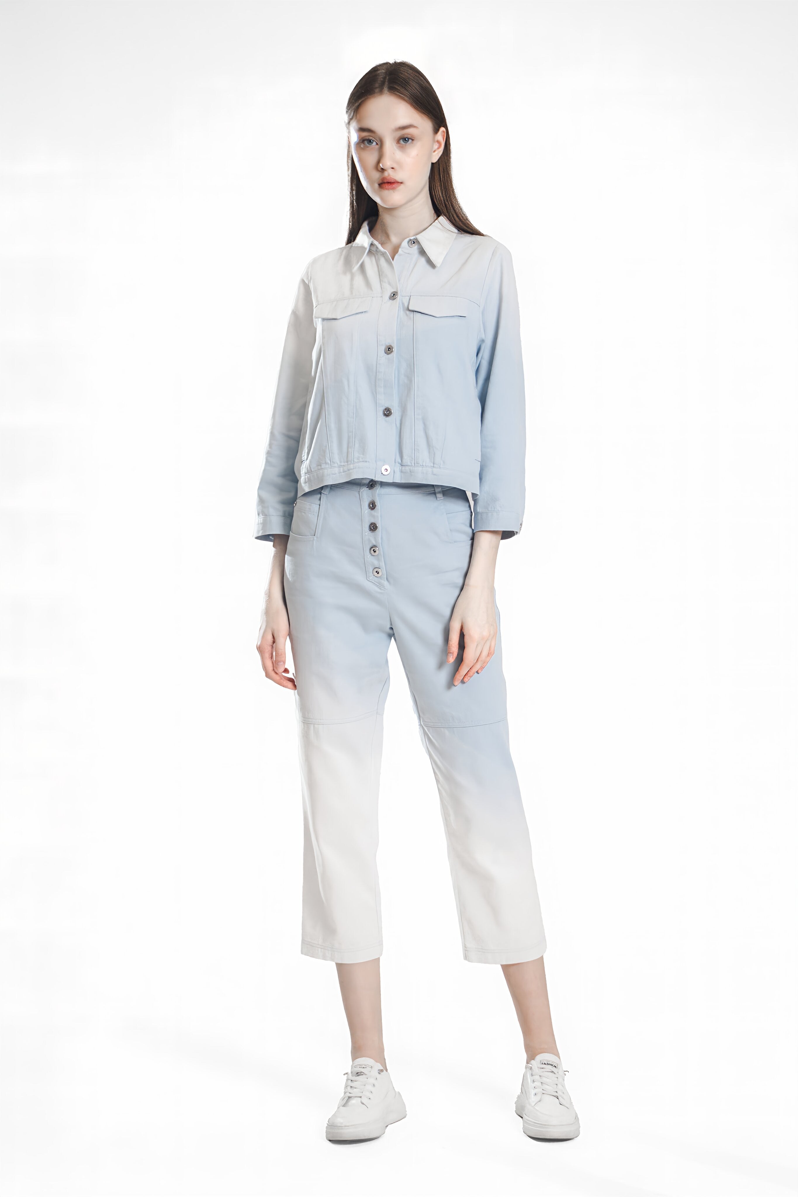 EXTRAORDINARY PINK/ICE BLUE LIGHT SLIM-FIT DENIM PANTS
