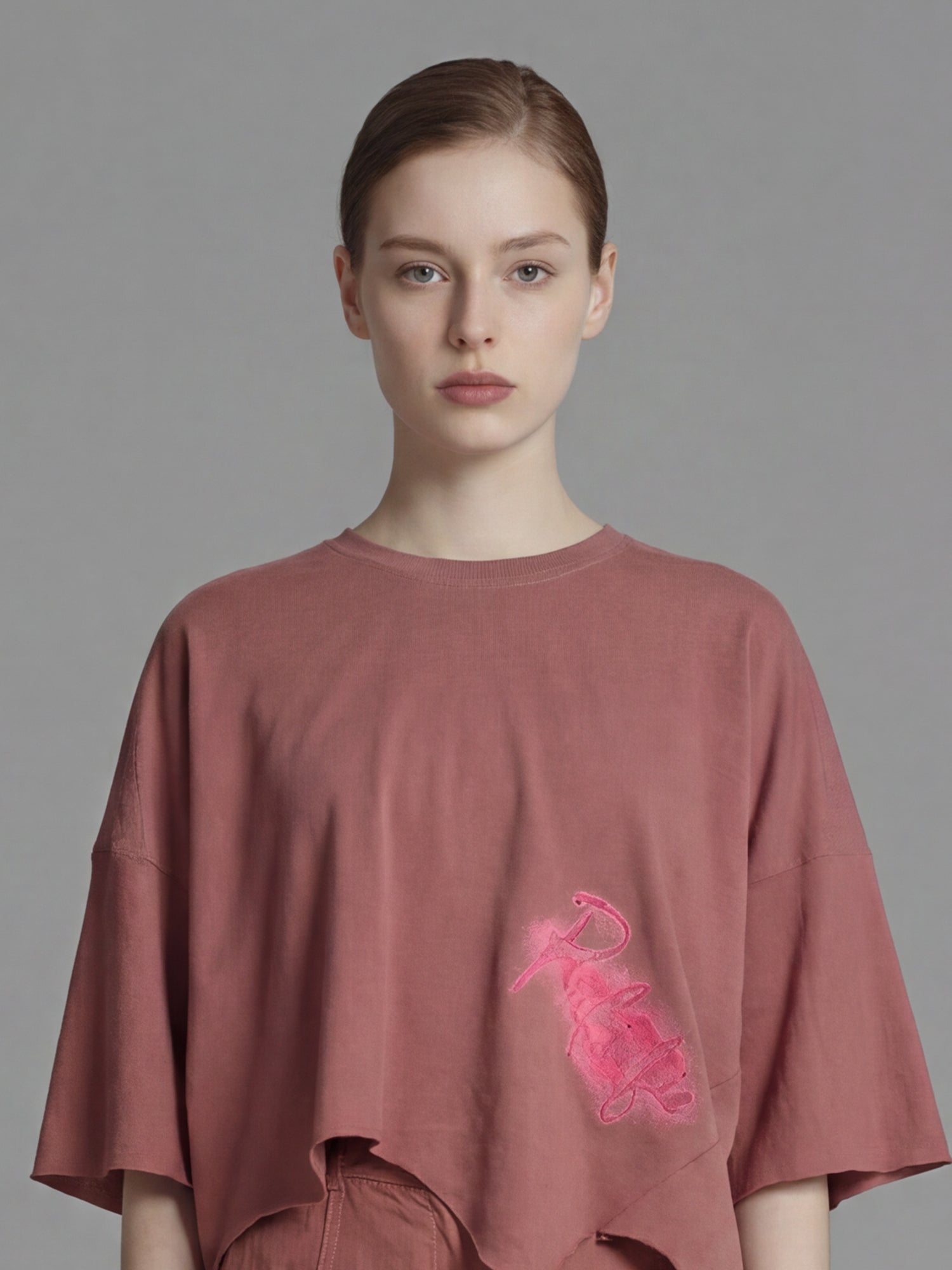 DEEP BROWN/DESERT PINK WAVE OVERSIZED PRINT TEE