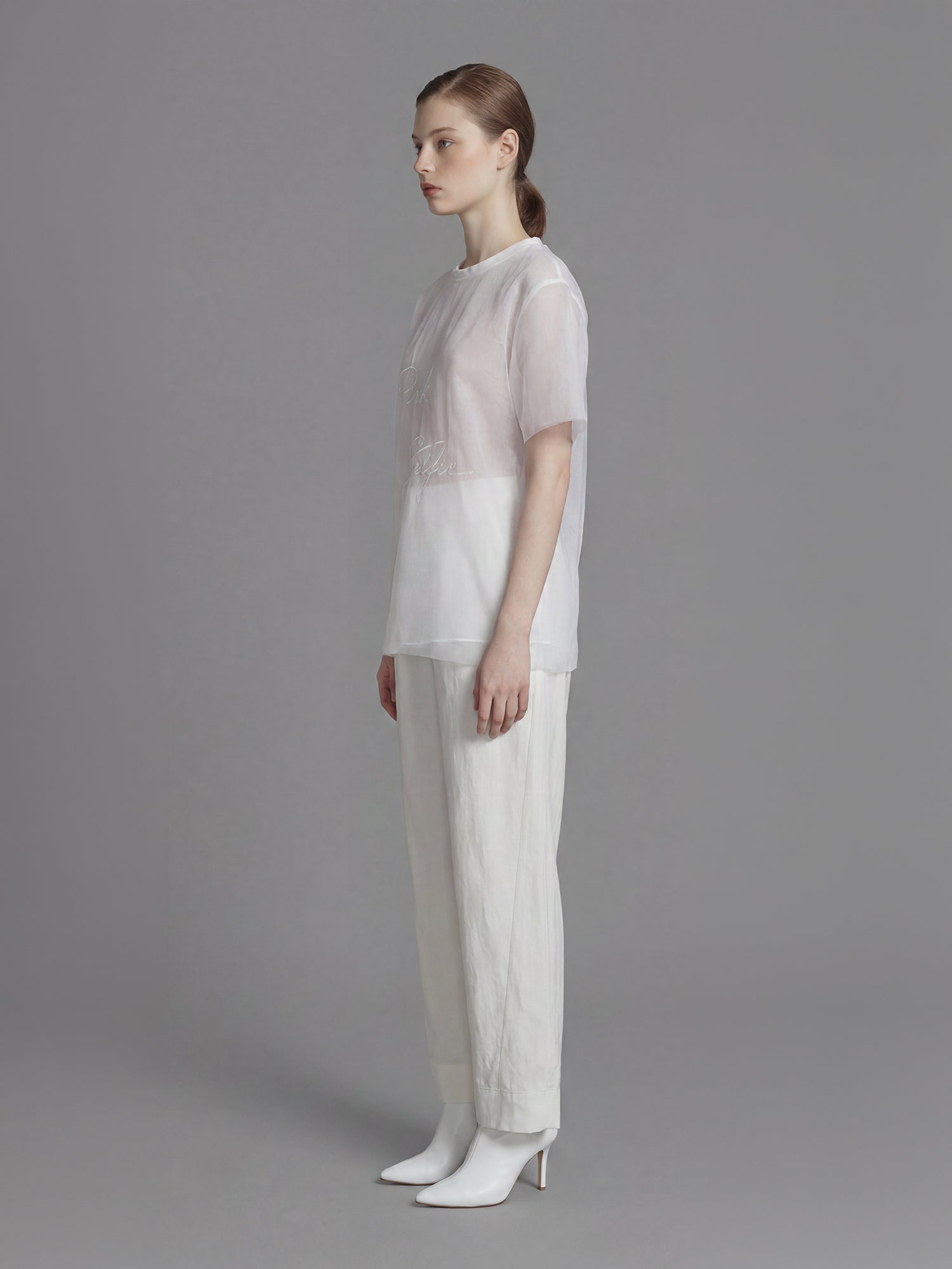 CLASSIC BLACK / STARRY WHITE MESH DROP-SHOULDER OVERSIZED LONGLINE T-SHIRT