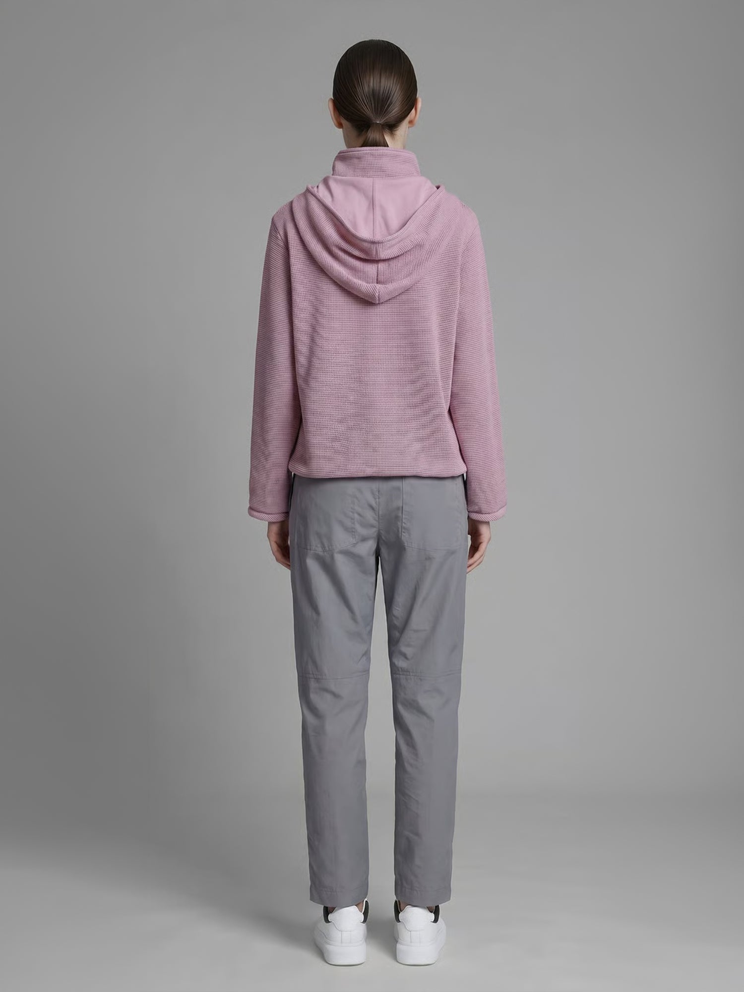 MISTY ORCHID PINK/SMOKY GRAY GRID FUTURISTIC HOODIE