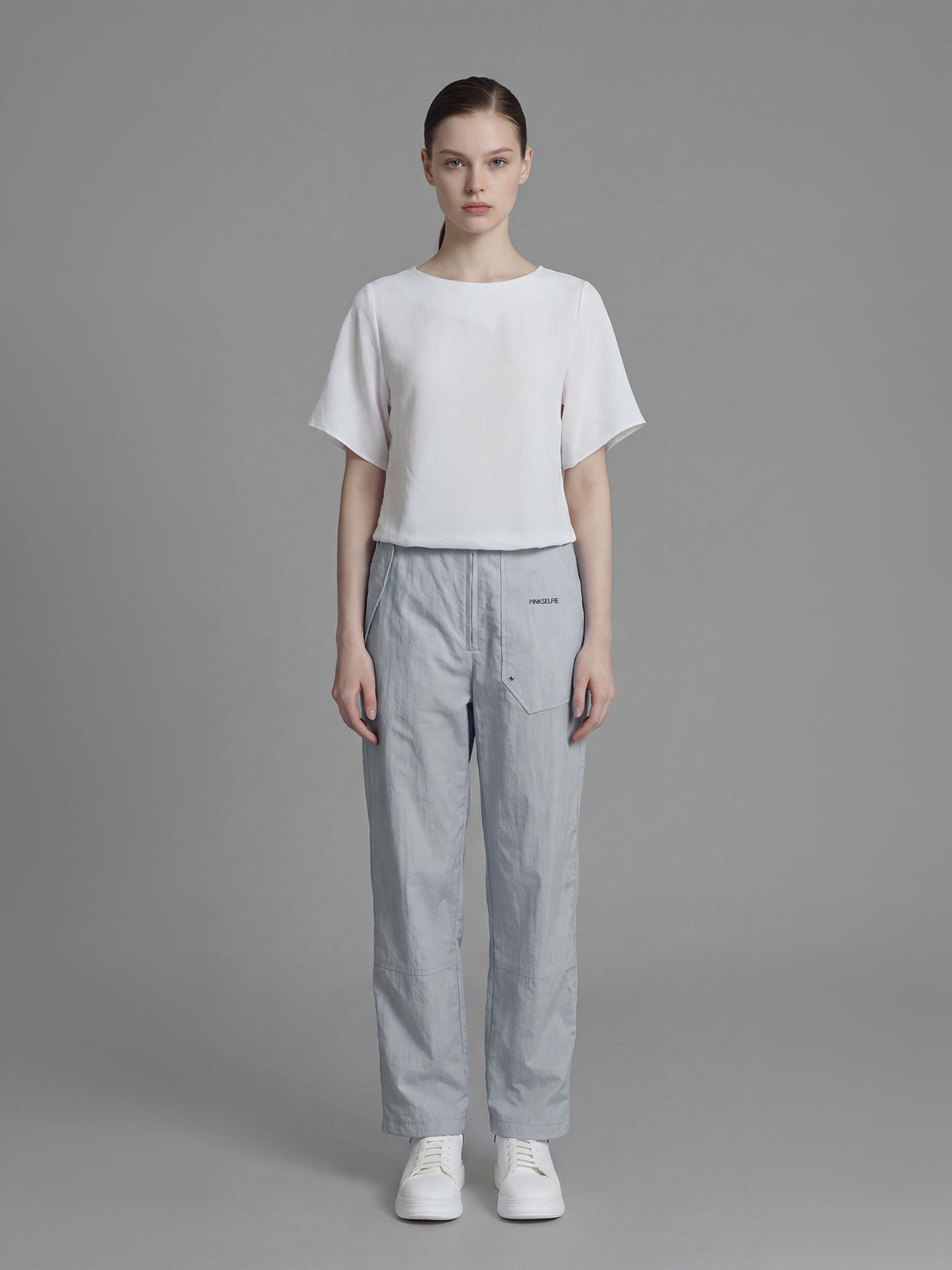 ICE BLUE / SOFT BLUSH PINK RELAXED TAPERED PANTS
