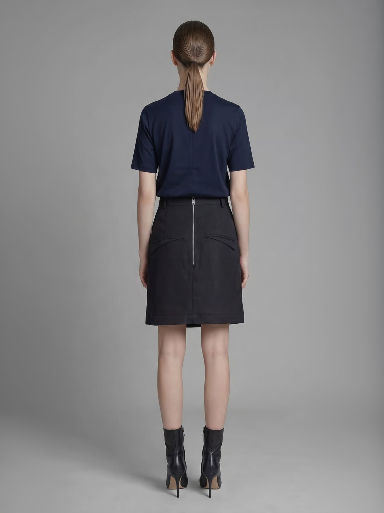 CLASSIC BLACK/STARLIGHT WHITE LINEN ORGANZA MINI SKIRT