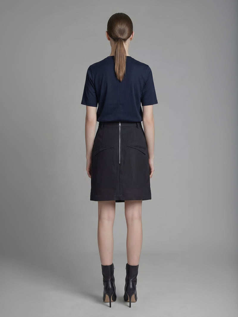 CLASSIC BLACK/STARLIGHT WHITE LINEN ORGANZA MINI SKIRT