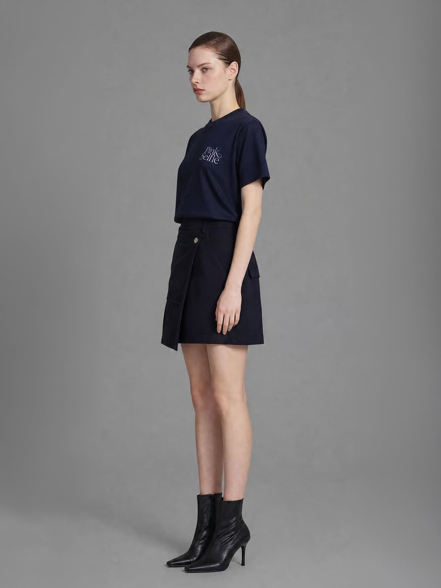 CLASSIC BLACK/STARLIGHT WHITE LINEN ORGANZA MINI SKIRT