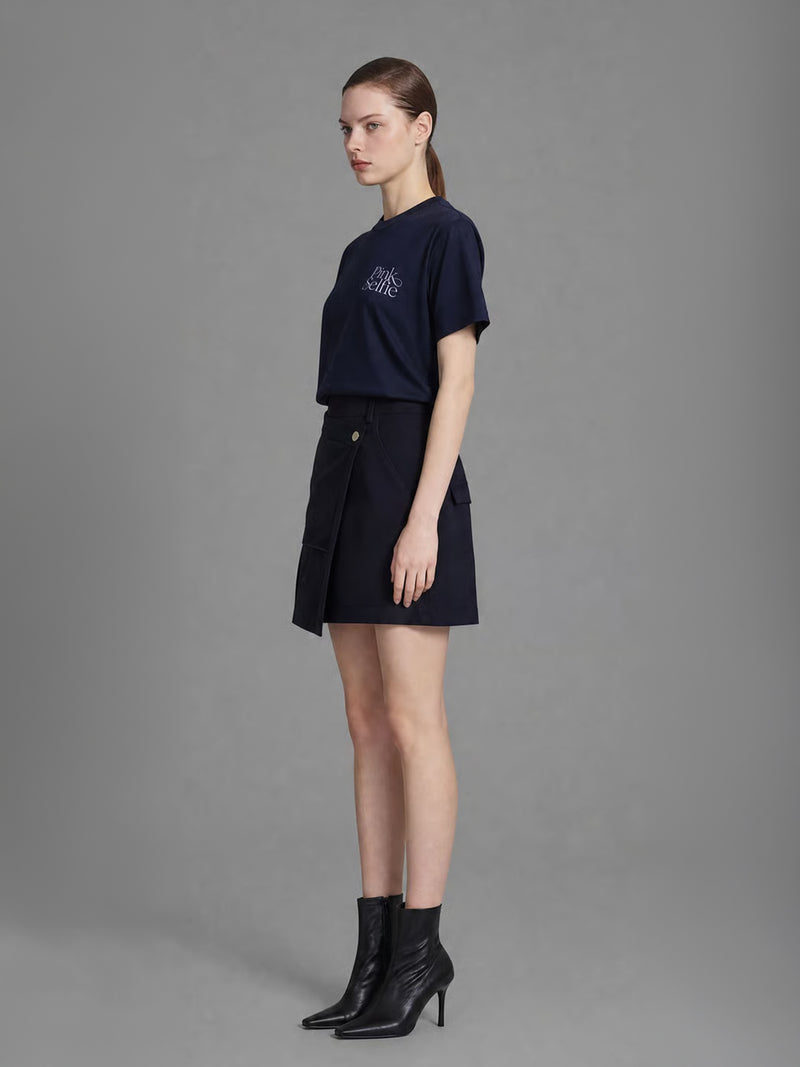 CLASSIC BLACK/STARLIGHT WHITE LINEN ORGANZA MINI SKIRT