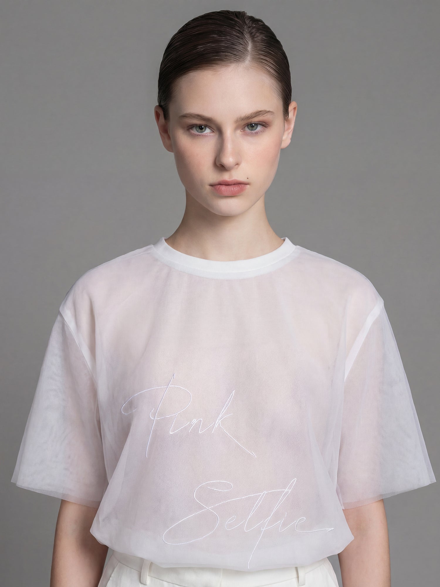 CLASSIC BLACK / STARRY WHITE MESH DROP-SHOULDER OVERSIZED LONGLINE T-SHIRT