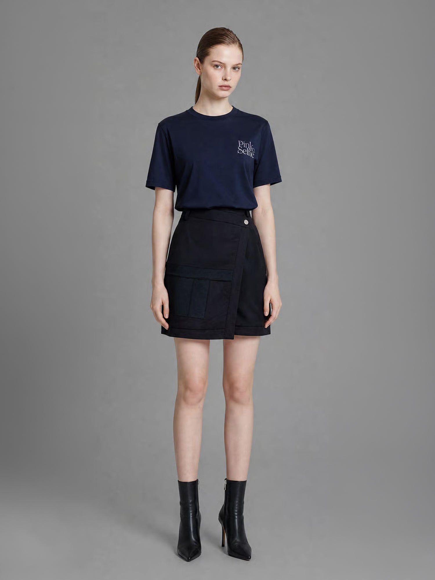 CLASSIC BLACK/STARLIGHT WHITE LINEN ORGANZA MINI SKIRT