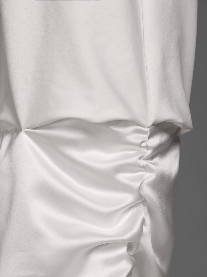 CLASSIC BLACK / STARRY WHITE SATEEN SHORT SLEEVE MINI DRESS