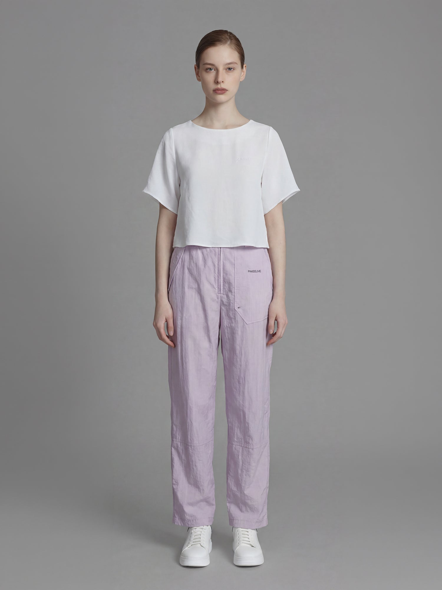 ICE BLUE / SOFT BLUSH PINK RELAXED TAPERED PANTS
