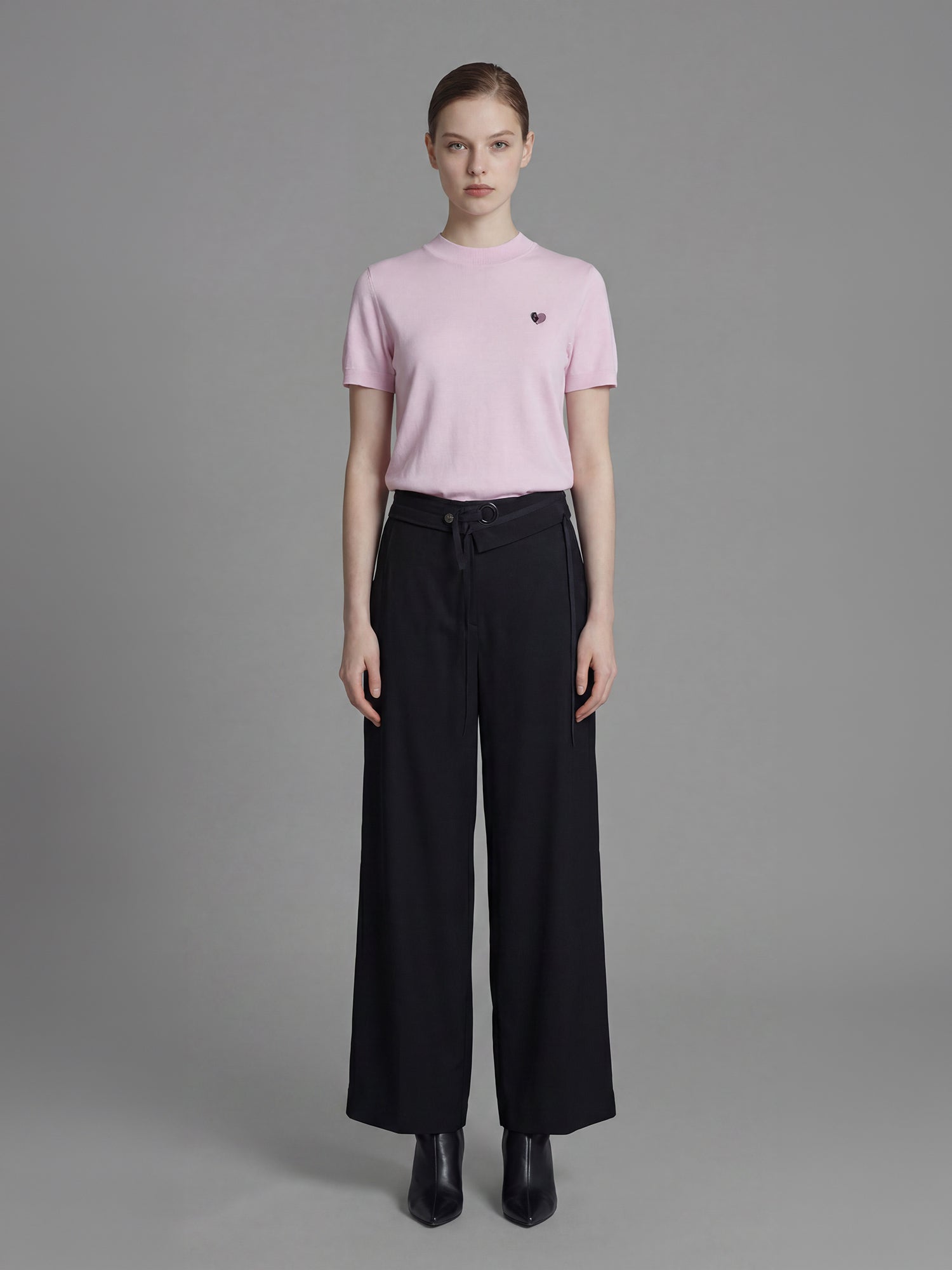 COOL SILVER GREY / CLASSIC BLACK FLAP-DETAIL TROUSERS