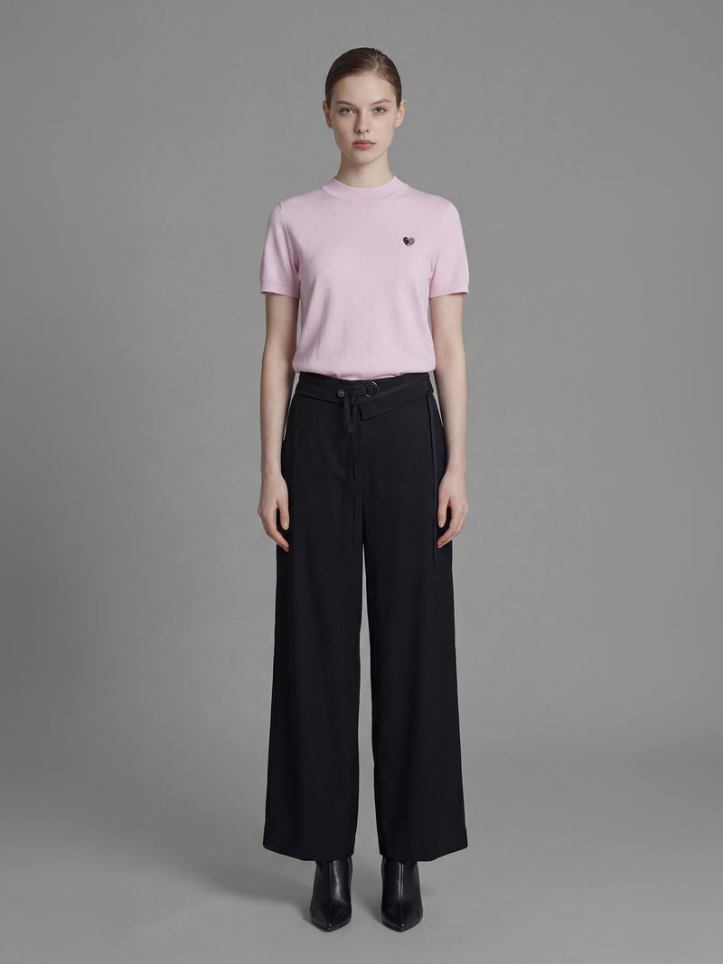 COOL SILVER GREY / CLASSIC BLACK FLAP-DETAIL TROUSERS