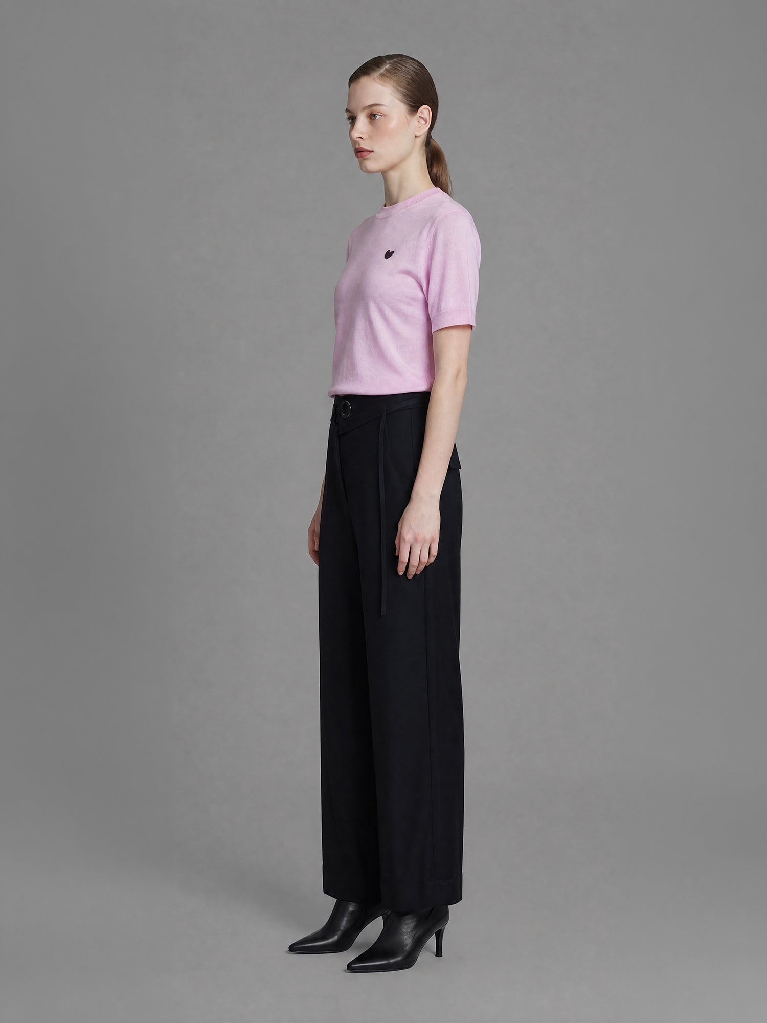 COOL SILVER GREY / CLASSIC BLACK FLAP-DETAIL TROUSERS