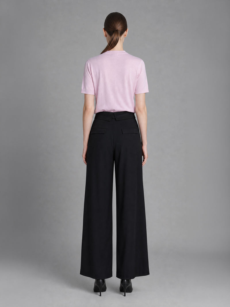 COOL SILVER GREY / CLASSIC BLACK FLAP-DETAIL TROUSERS