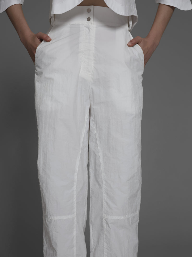 CLASSIC BLACK / STARRY WHITE TRENCH-STYLE STATEMENT PANTS