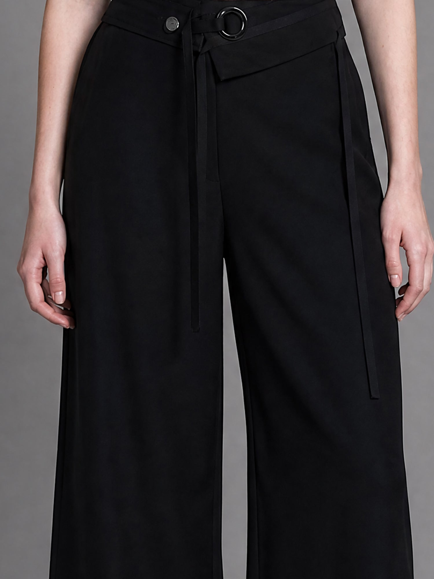 COOL SILVER GREY / CLASSIC BLACK FLAP-DETAIL TROUSERS