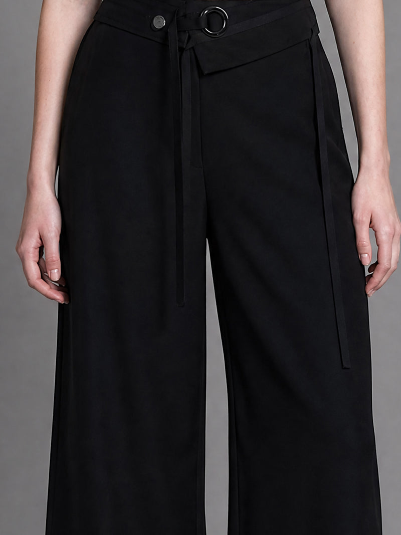 COOL SILVER GREY / CLASSIC BLACK FLAP-DETAIL TROUSERS