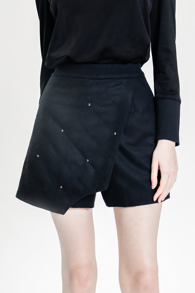 
                  
                    BLACK ASYMMETRICAL DESIGN WITH BUTTONS SHORTS
                  
                