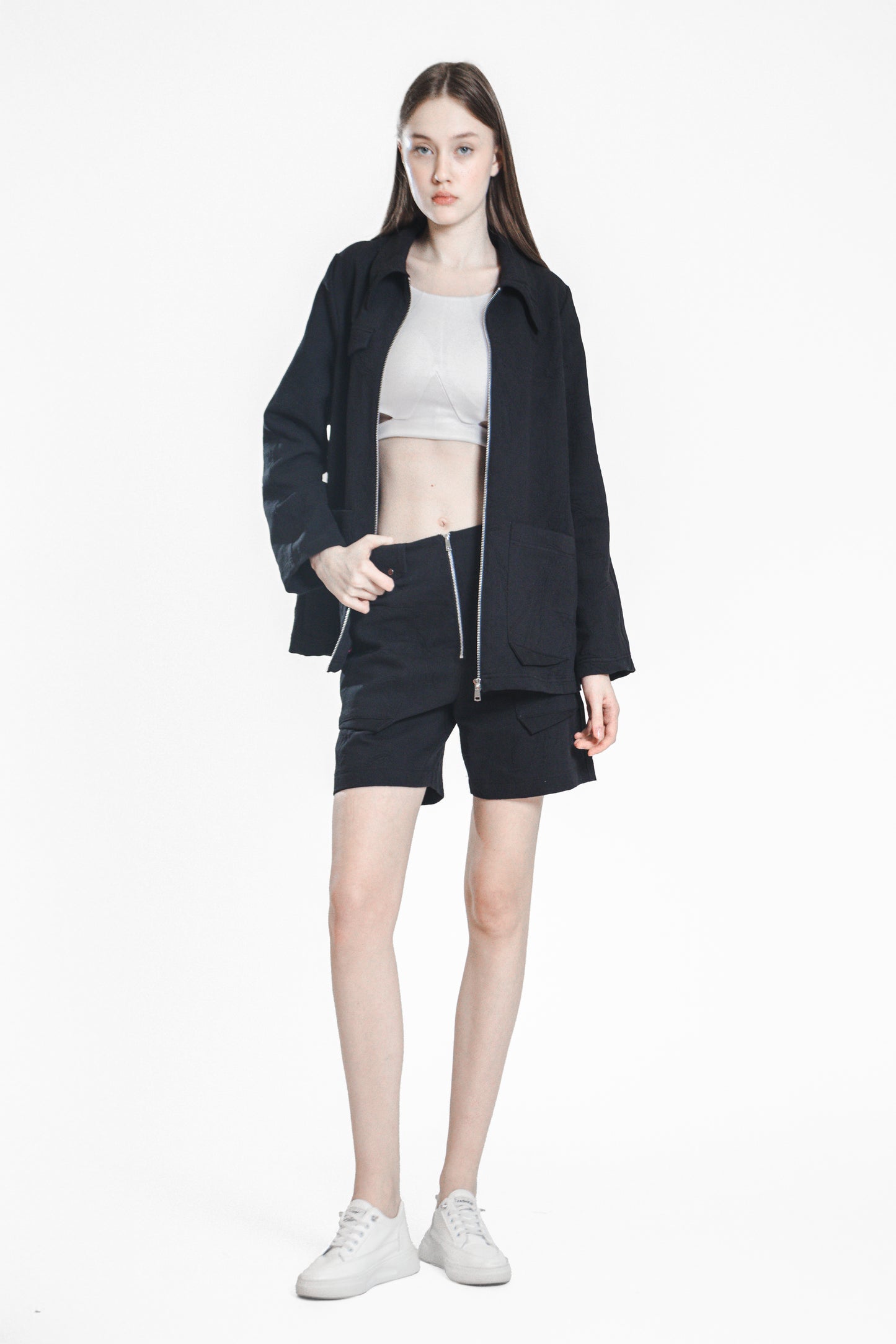 
                  
                    BLACK/BLUE/BEIGE DENIM TULLE JACKET
                  
                