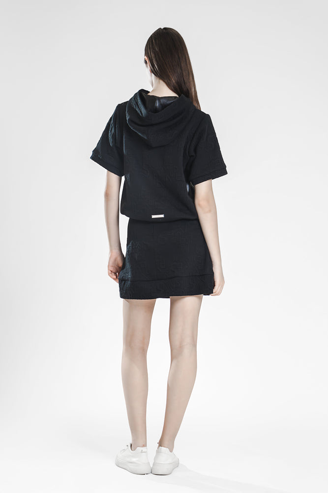 
                  
                    BLACK JACQUARD LOGO COTTON PATCHWORK SKIRTS
                  
                