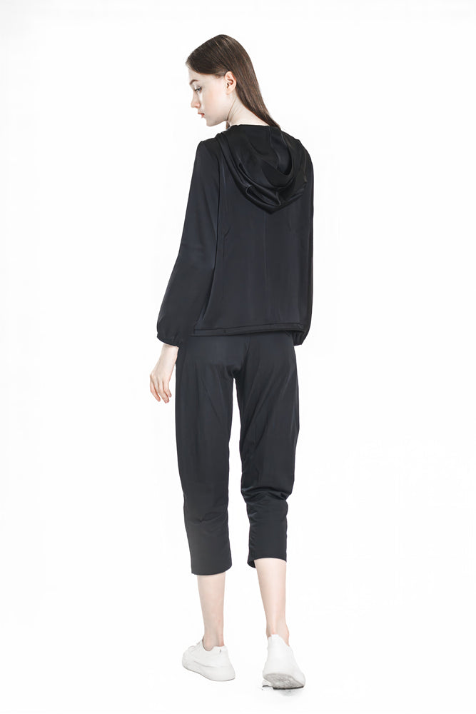 
                  
                    BLACK / MOCHA SATIN HOODED CASUAL JACKET
                  
                