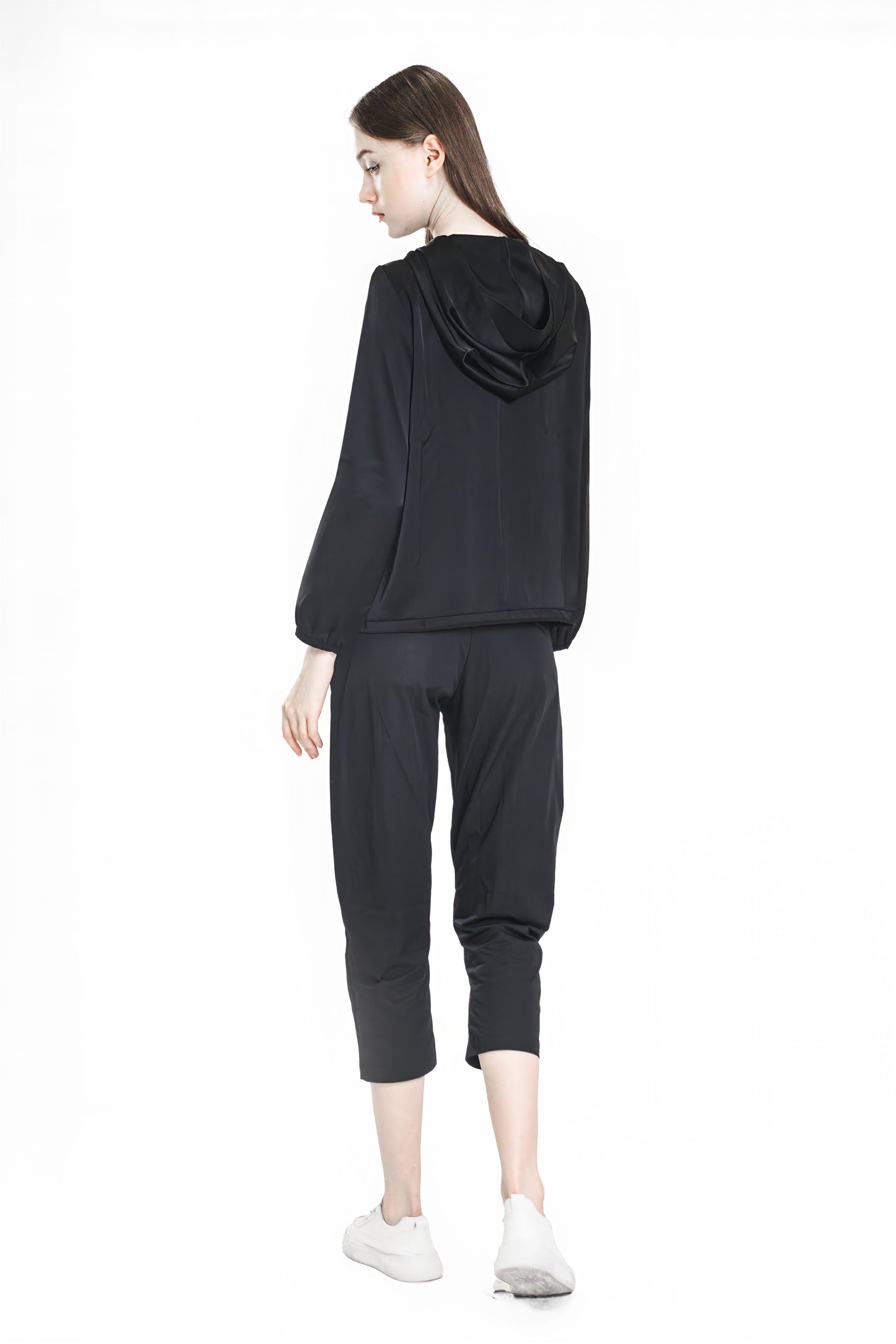 
                  
                    BLACK / MOCHA SATIN HOODED CASUAL JACKET
                  
                
