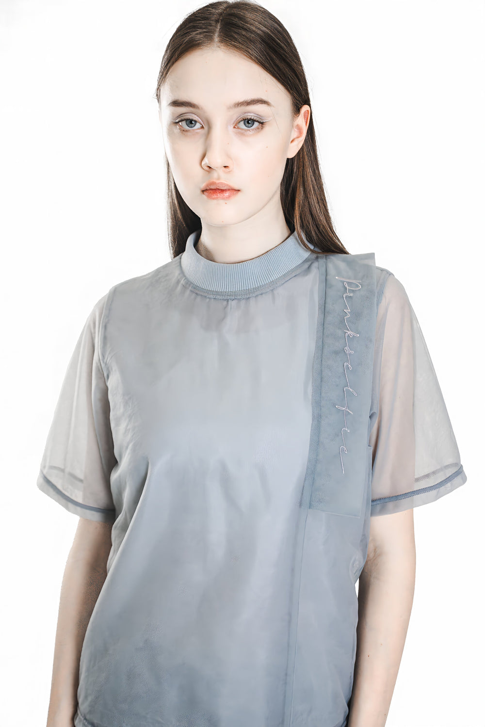 BLUE/BEIGE MESH SHORT SLEEVE LONG TEE