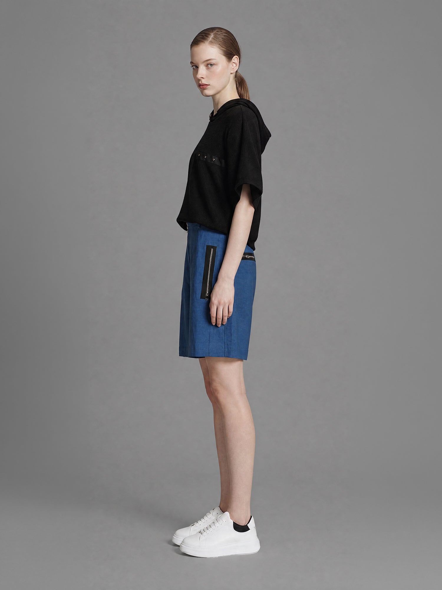 SAPPHIRE BLUE/MISTY ORCHID PINK LINEN BERMUDA SHORTS