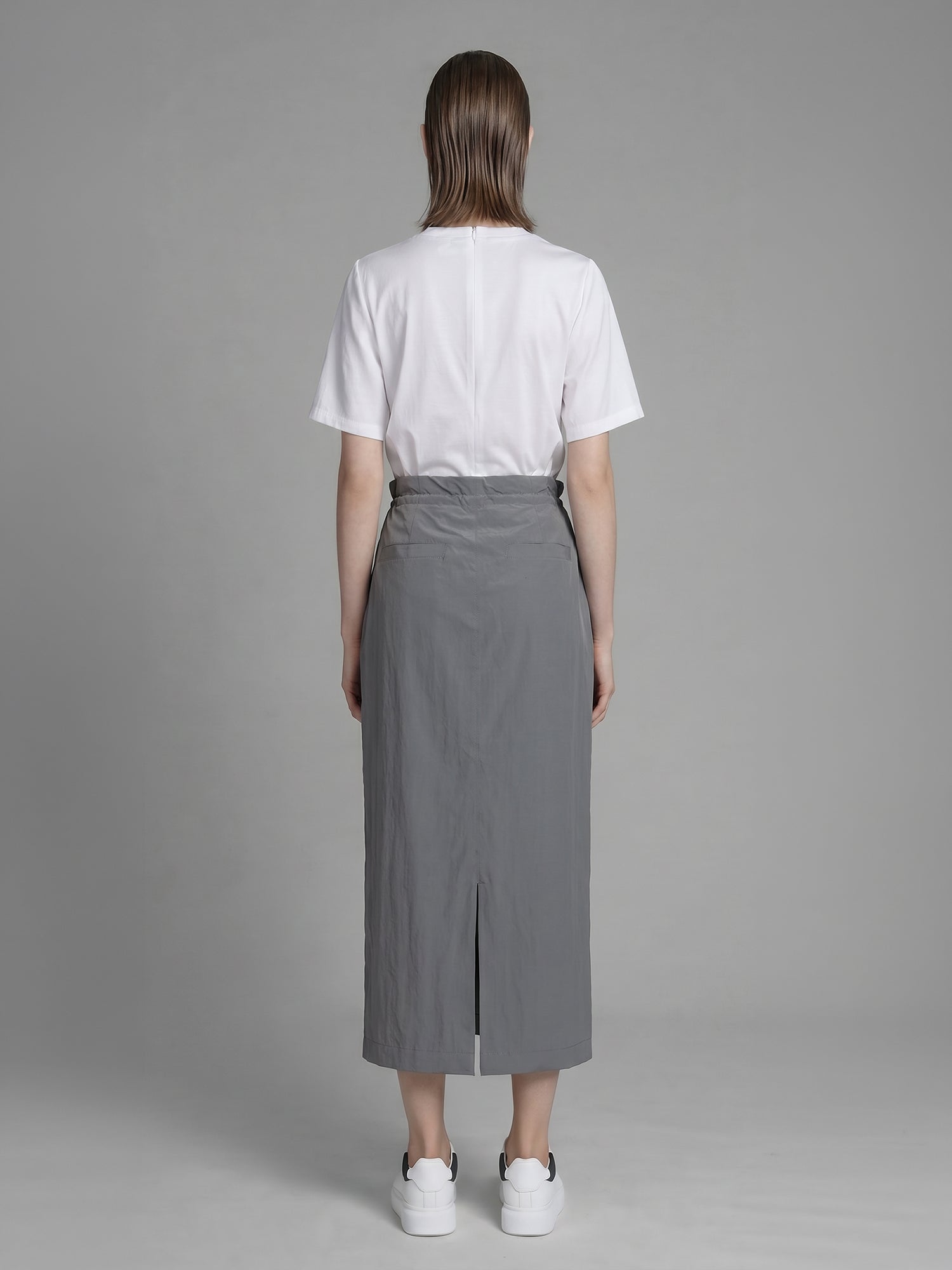 CLASSIC BLACK/MIDNIGHT GRAY CASUAL TRENCH LONG SKIRT