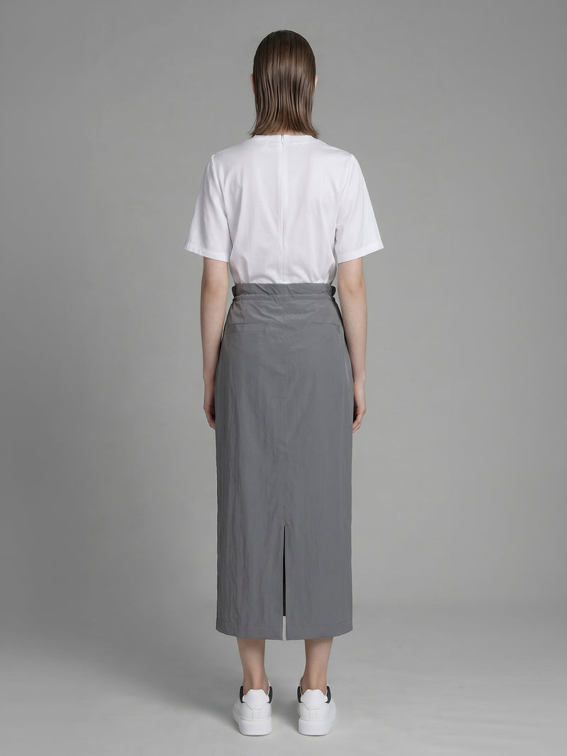 CLASSIC BLACK/MIDNIGHT GRAY CASUAL TRENCH LONG SKIRT