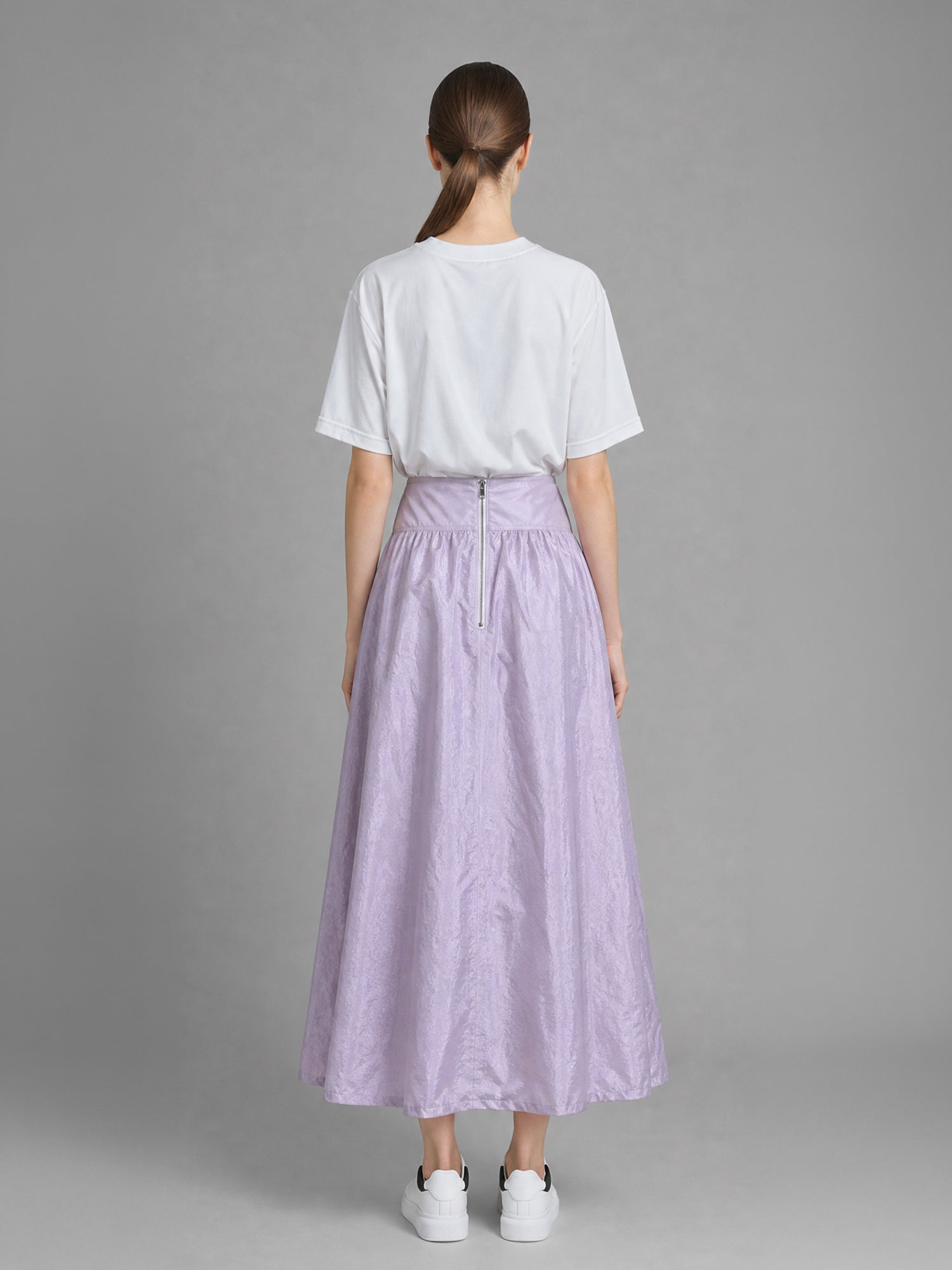 ICE BLUE / SOFT BLUSH PINK CASUAL TRENCH LONG SKIRT