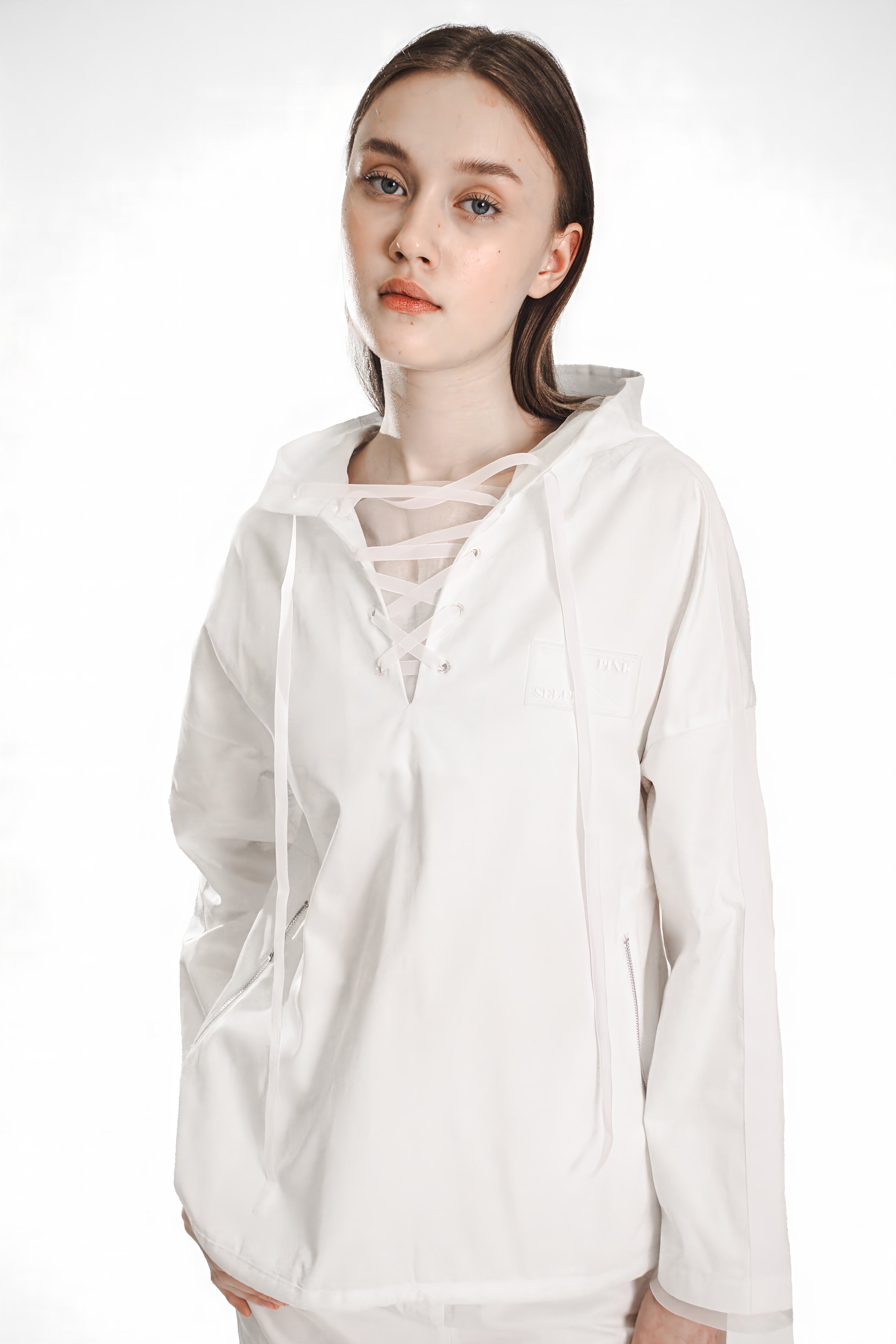 EXTRAORDINARY PINK/BRIGHT WHITE LONG-SLEEVE OVERSIZED HOODIE