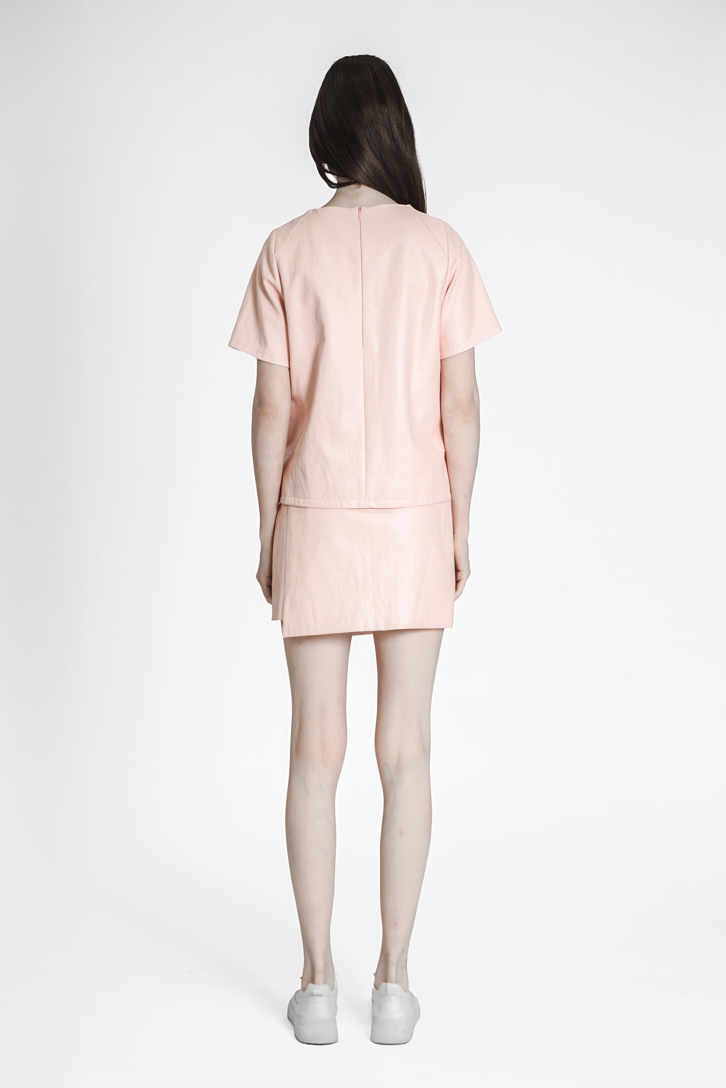 
                  
                    EXTRAORDINARY PINK/MOONLIGHT GREY FITTED LEATHER SKIRT
                  
                