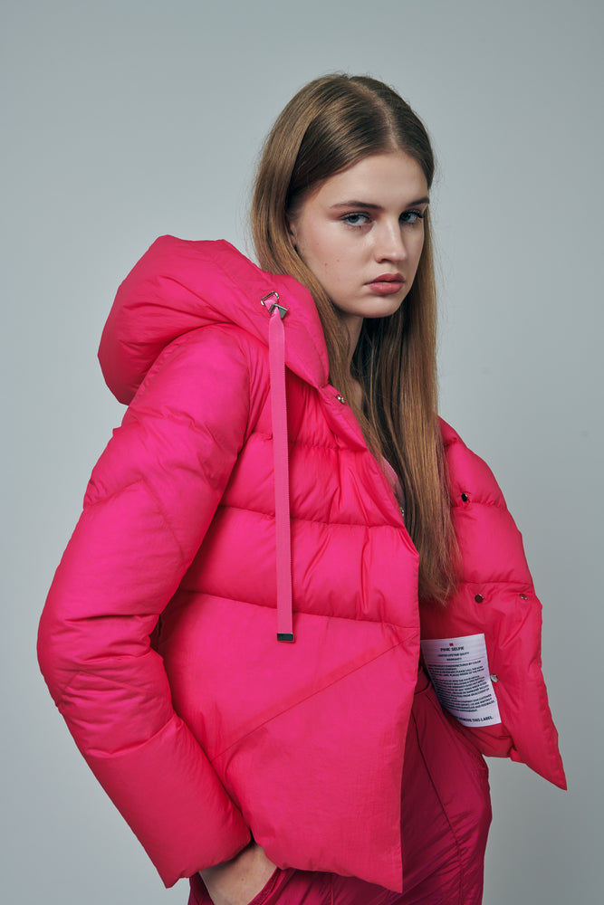 HONEYSUCKLE PEACH DOWN JACKET WITH HOOD