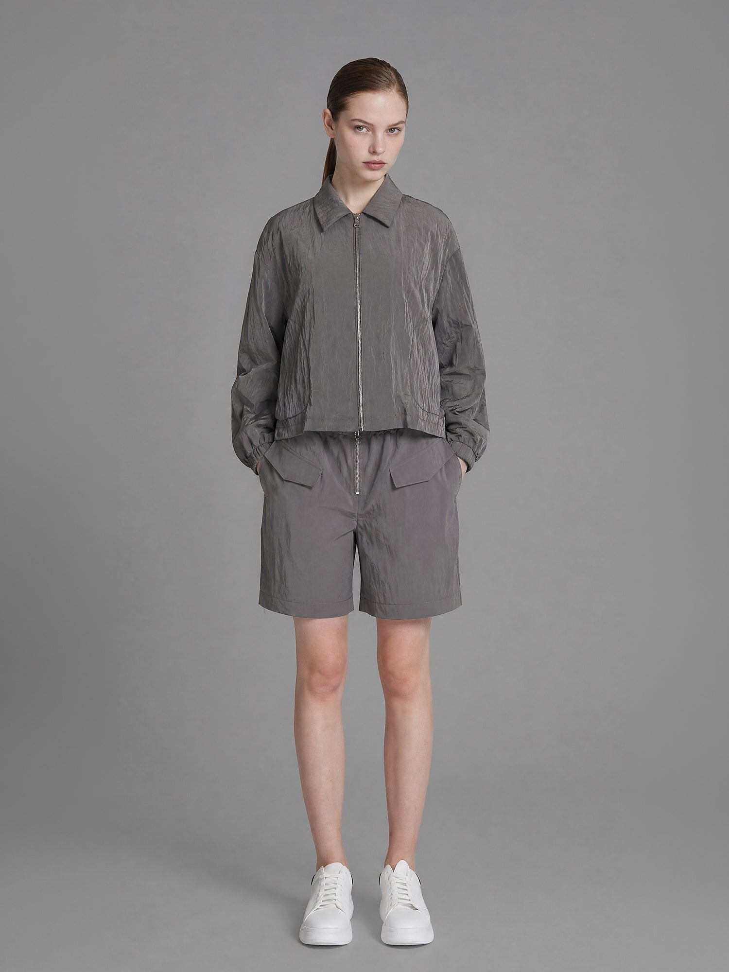 COOL MIST GREY / WARM TAUPE TRENCH RELAXED JACKET