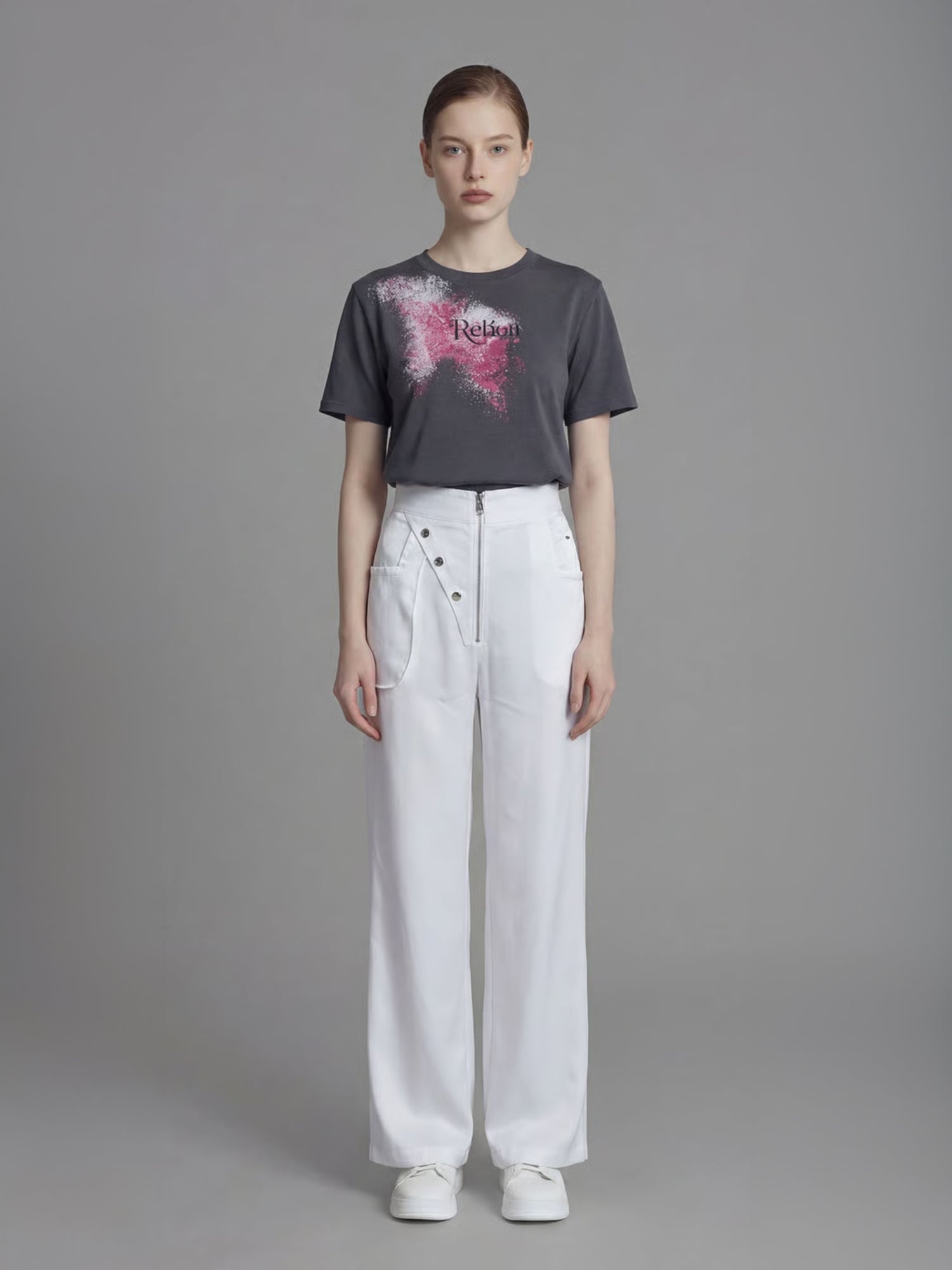 STARRY WHITE / MIDNIGHT BLUE SATEEN FUTURISTIC PANTS