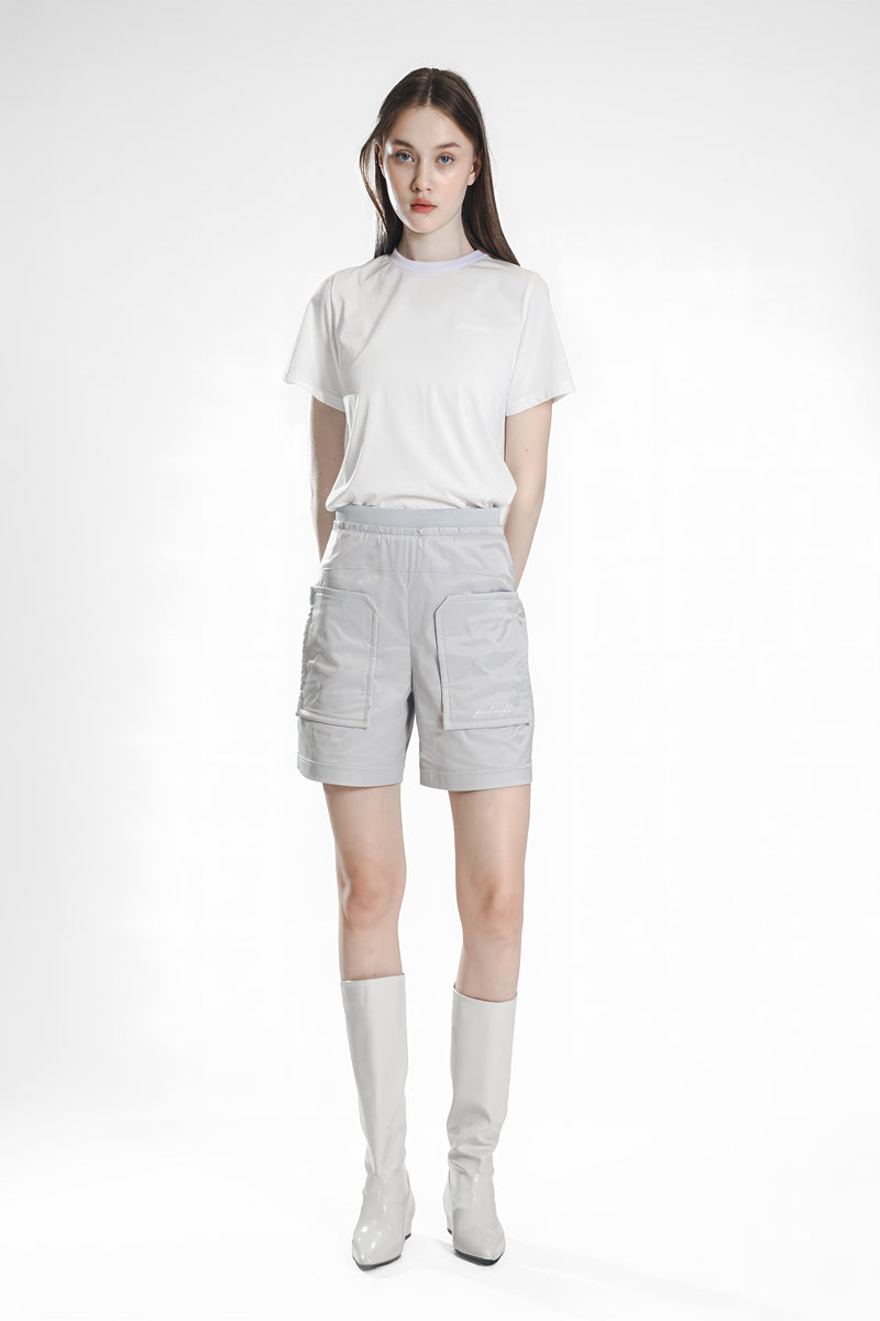 GRAY/BLACK EMBROIDERED SHADIAN CASUAL SHORTS