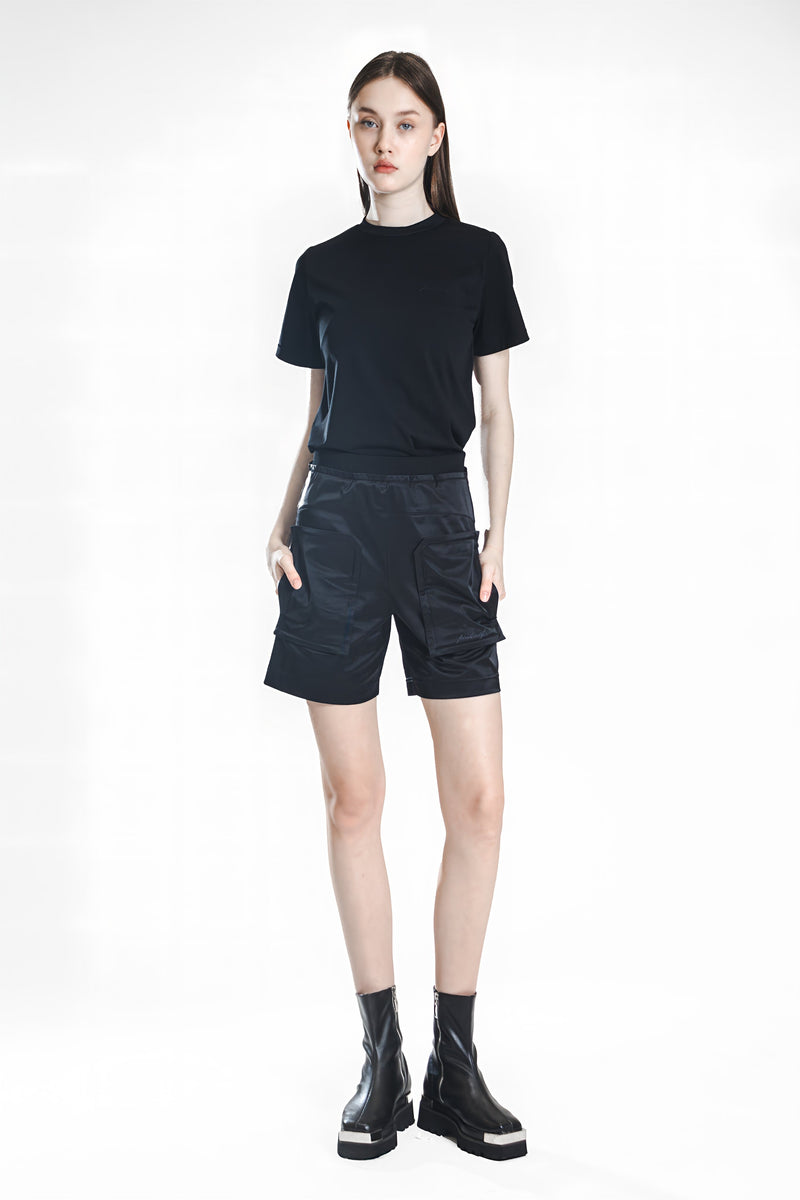 GRAY/BLACK EMBROIDERED SHADIAN CASUAL SHORTS