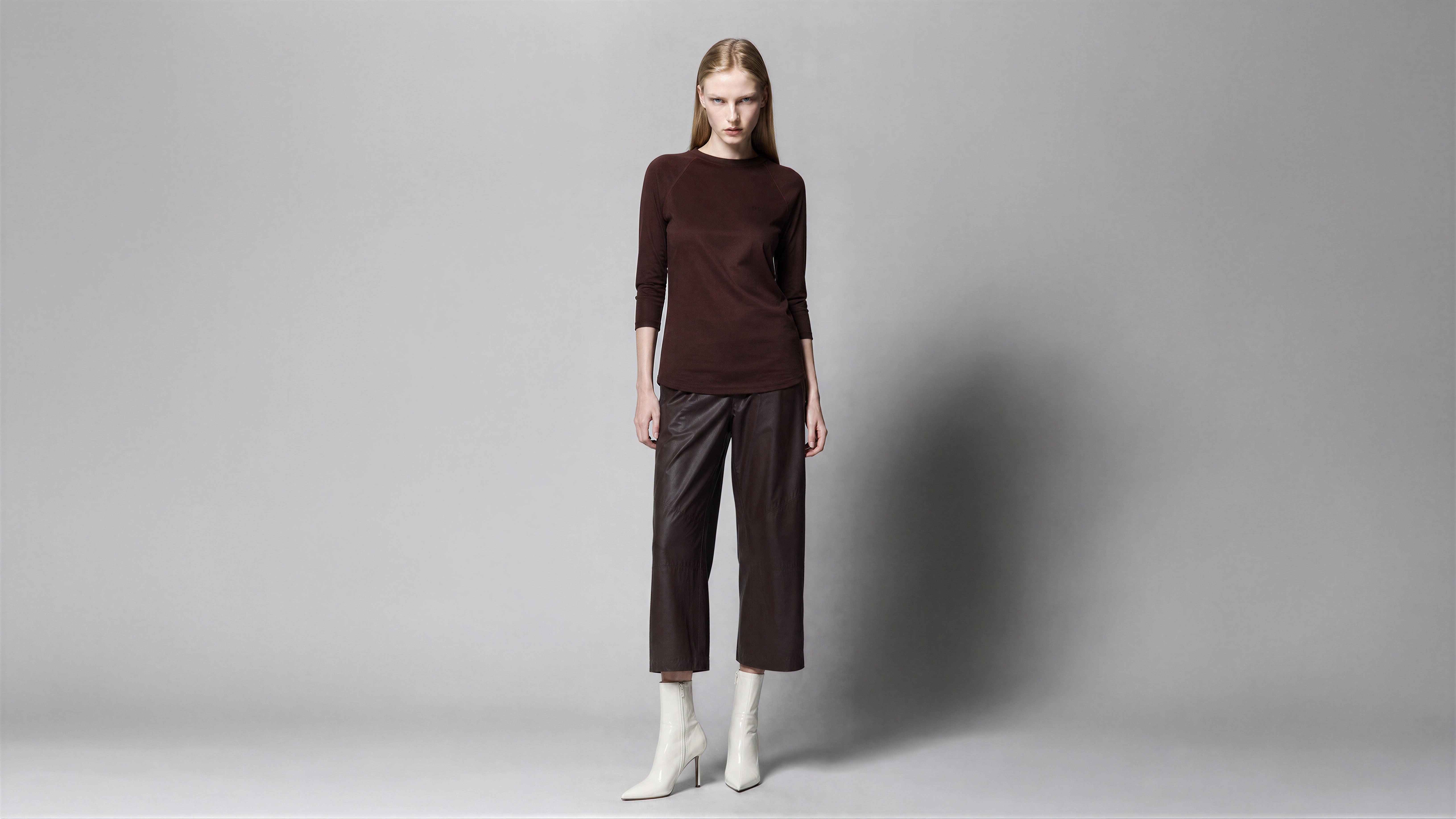 NAVY BLUE / DEEP BURGUNDY 3/4-SLEEVE LONG T-SHIRT