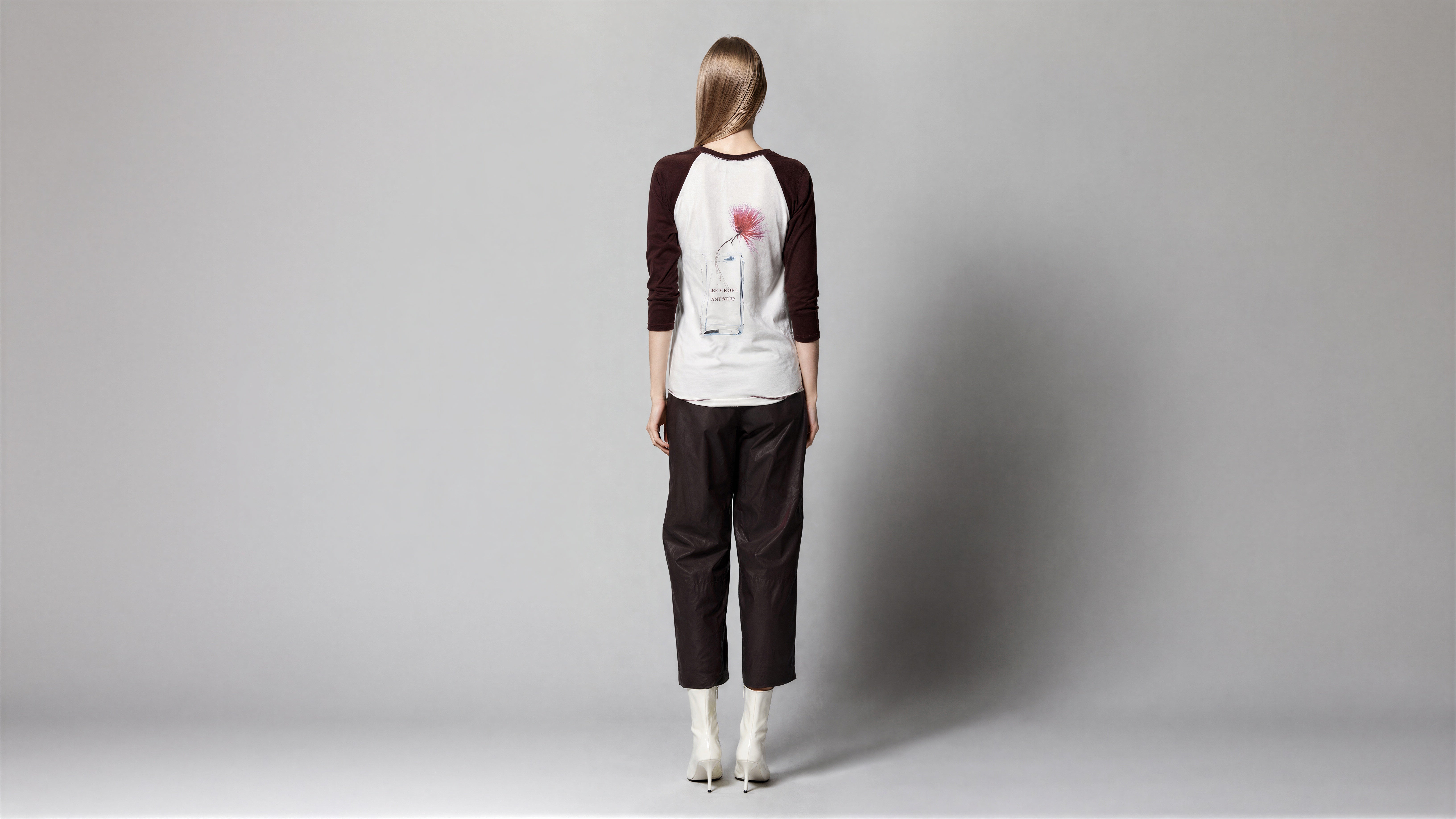 NAVY BLUE / DEEP BURGUNDY 3/4-SLEEVE LONG T-SHIRT