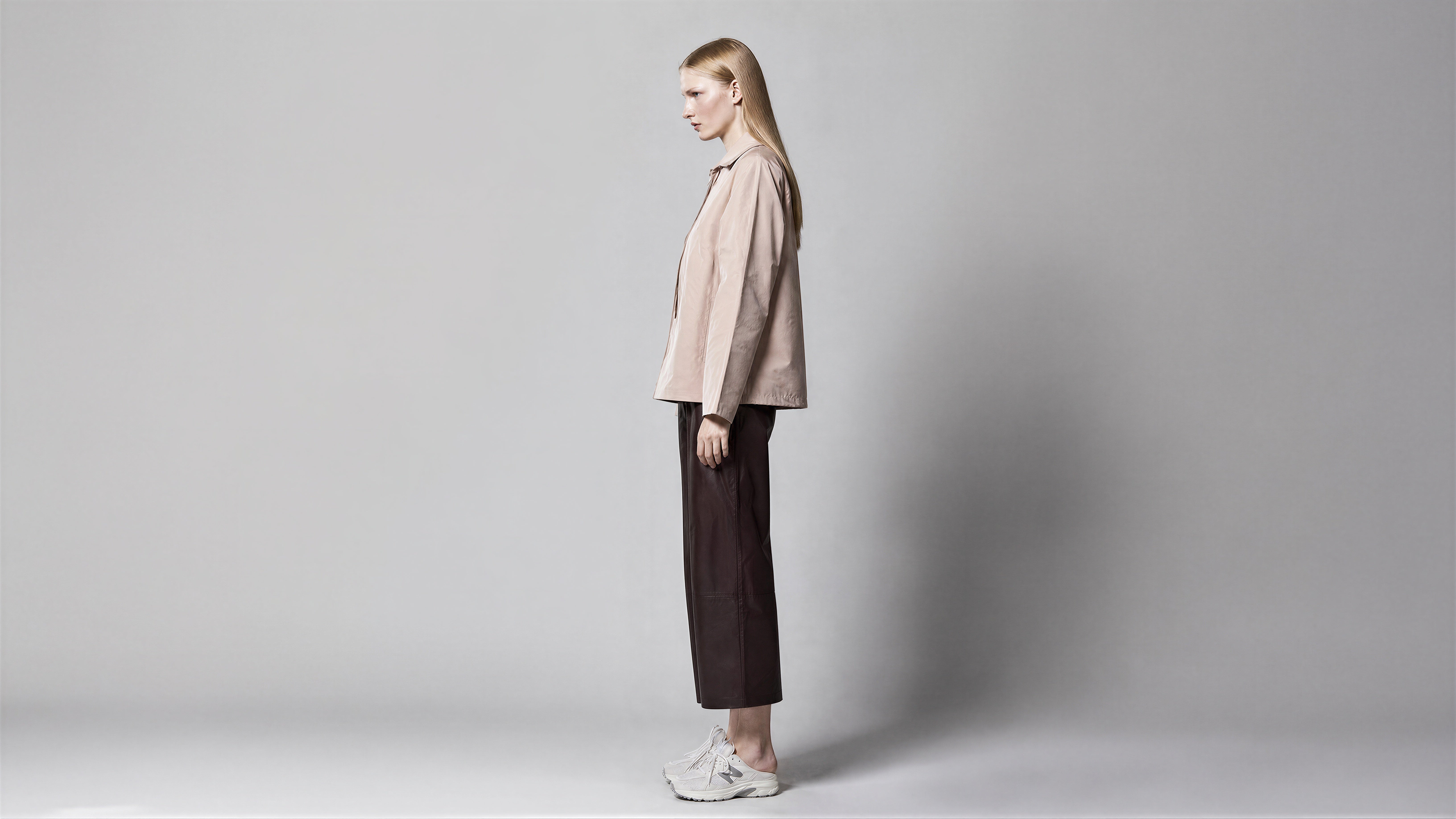 SOFT BLUSH PINK / WARM BEIGE TRENCH CASUAL HOODED JACKET