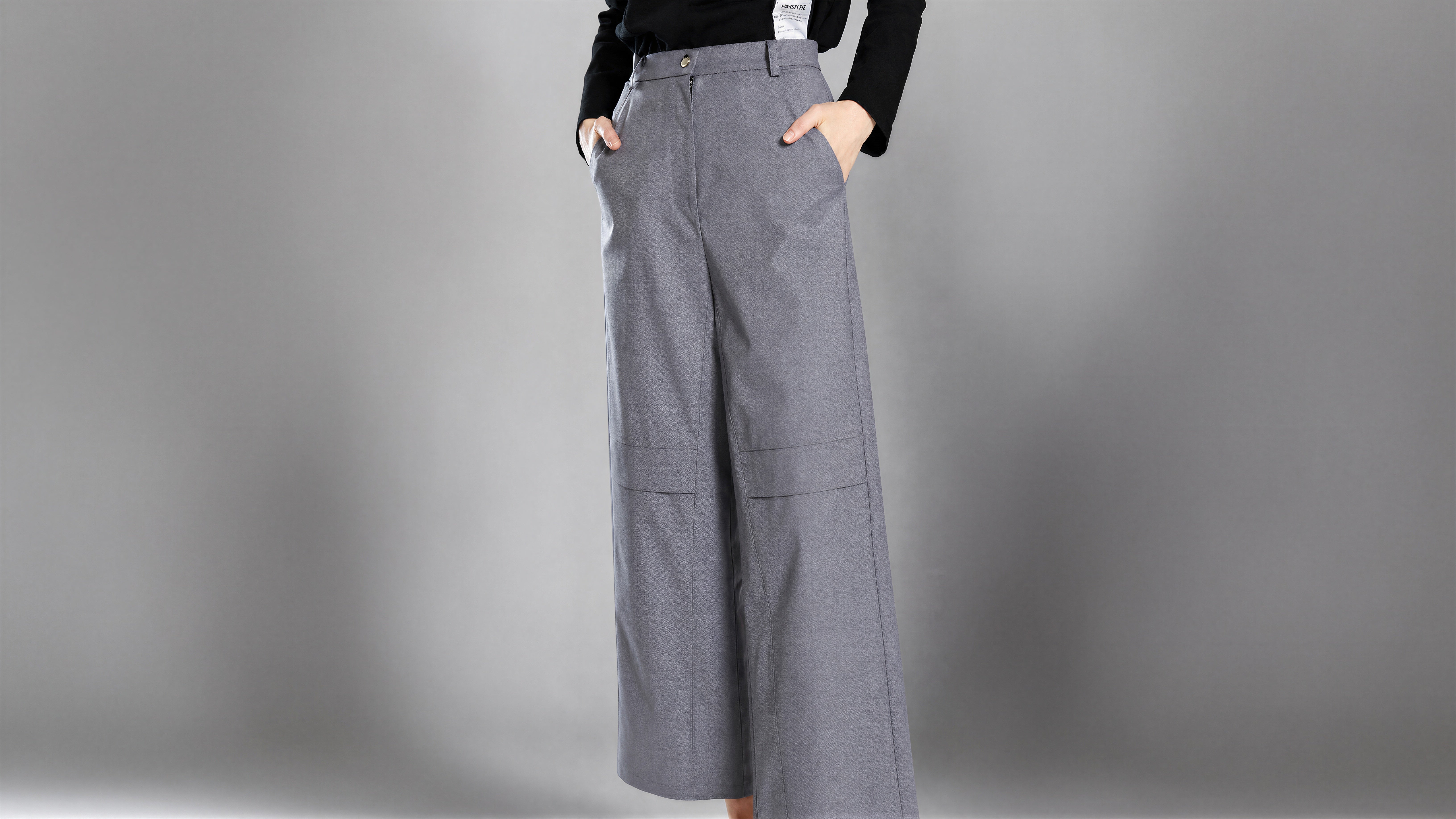 SAPPHIRE BLUE / COOL MIST GREY TAILORED TRENCH WIDE-LEG TROUSERS