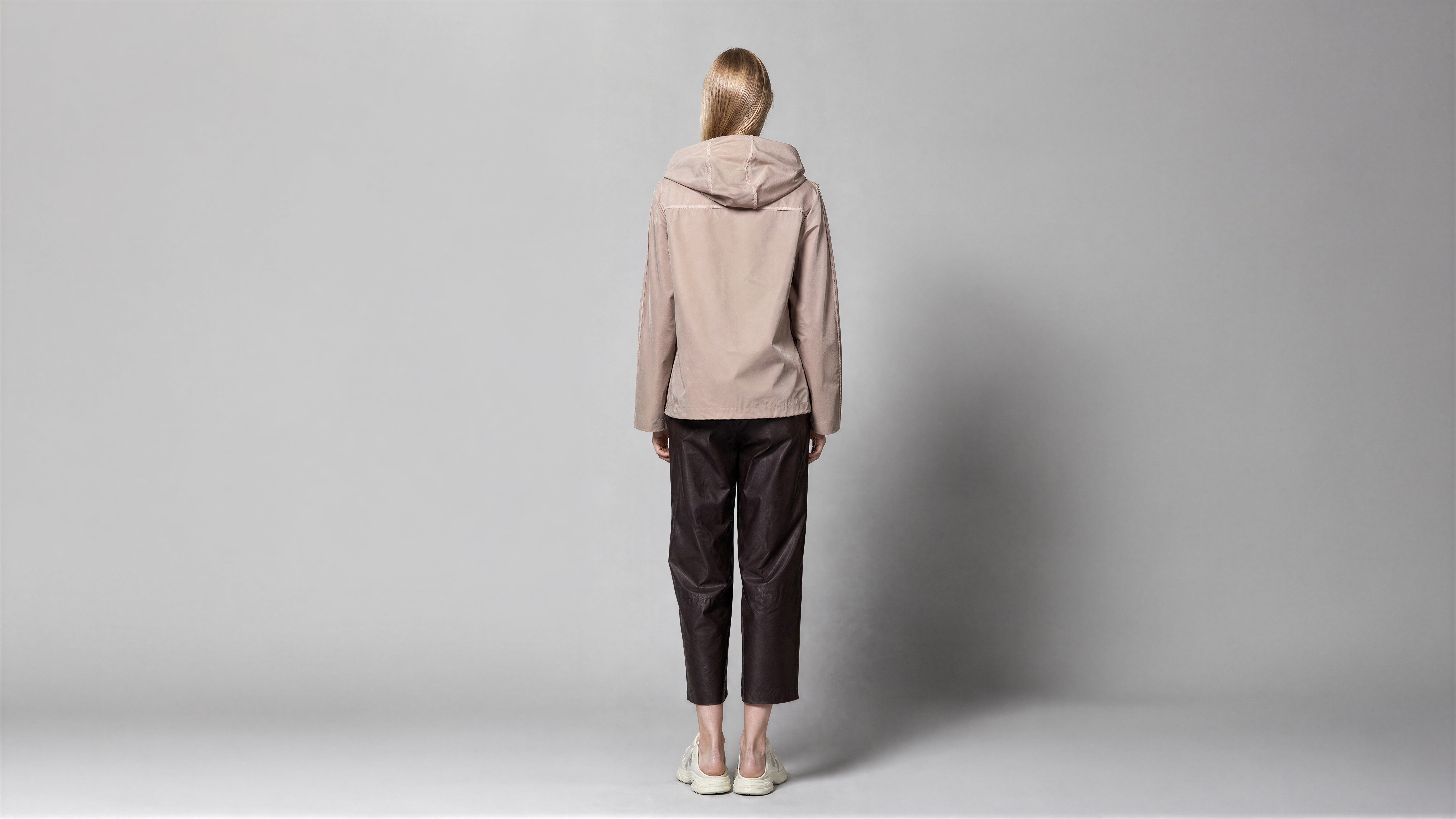 SOFT BLUSH PINK / WARM BEIGE TRENCH CASUAL HOODED JACKET