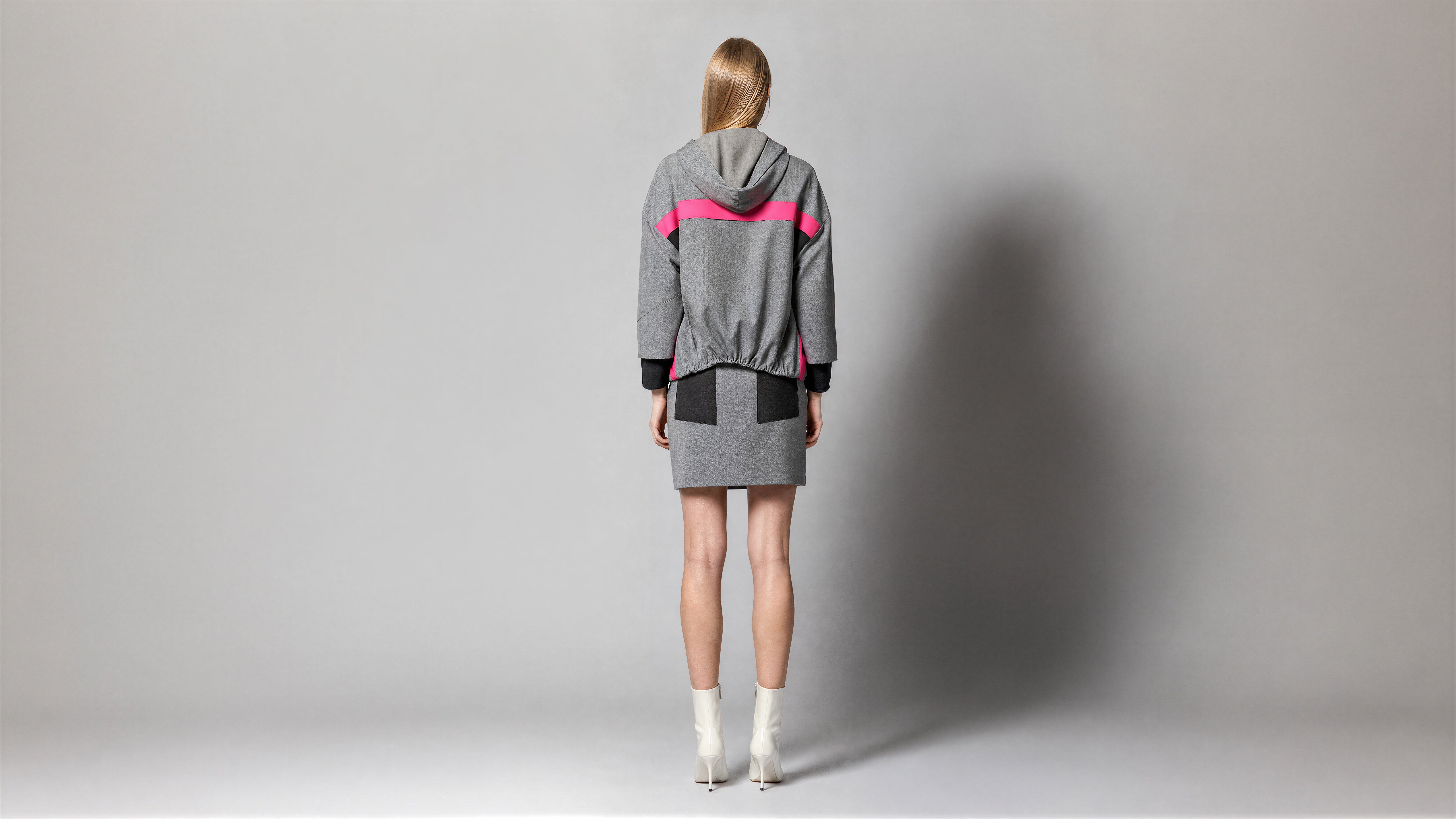 COLD MIST GRAY FUTURISTIC HOODED JACKET