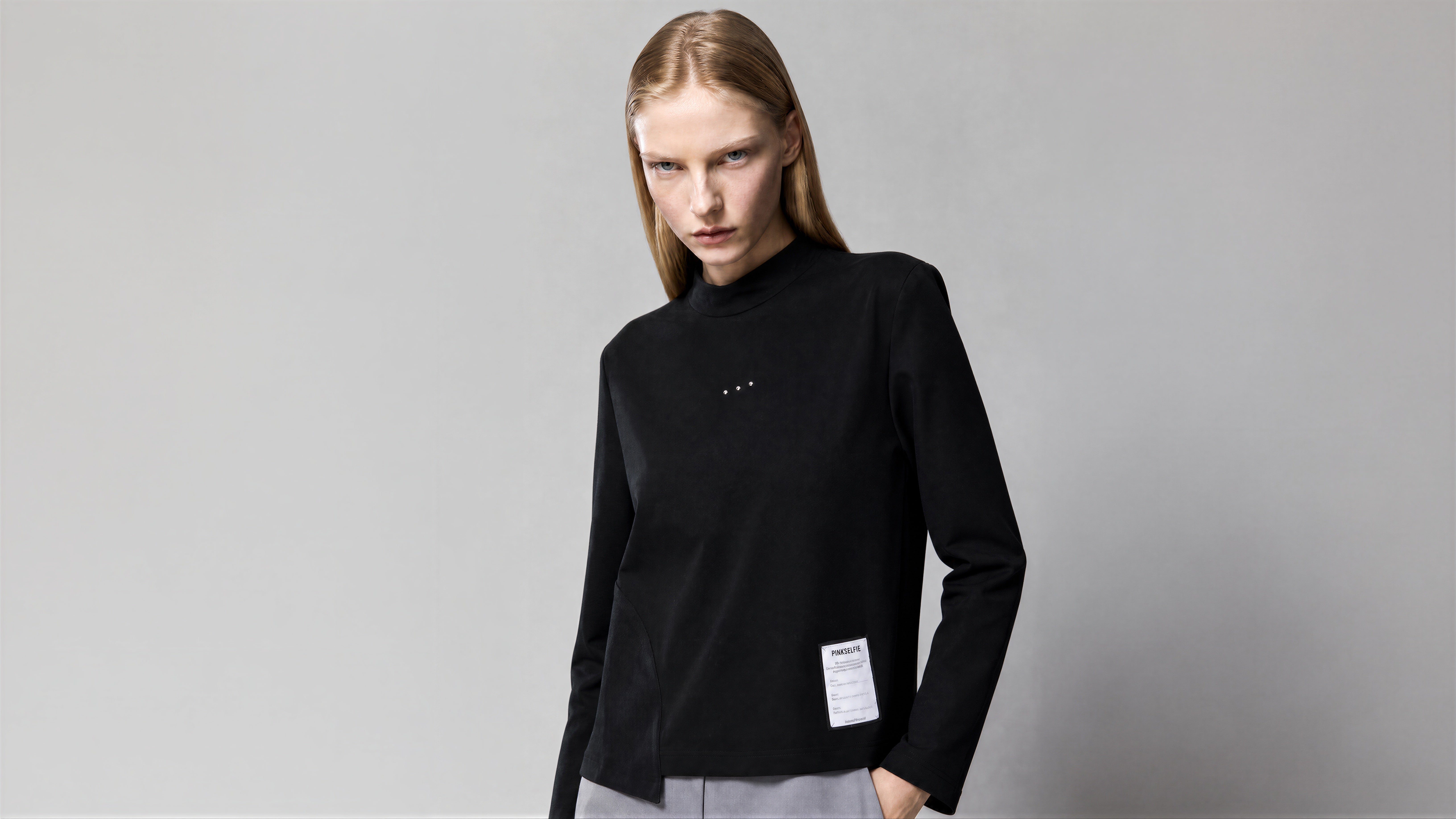 SMOKY BLUE / EXTREME BLACK RIBBED PANEL LONG-SLEEVE SWEATSHIRT