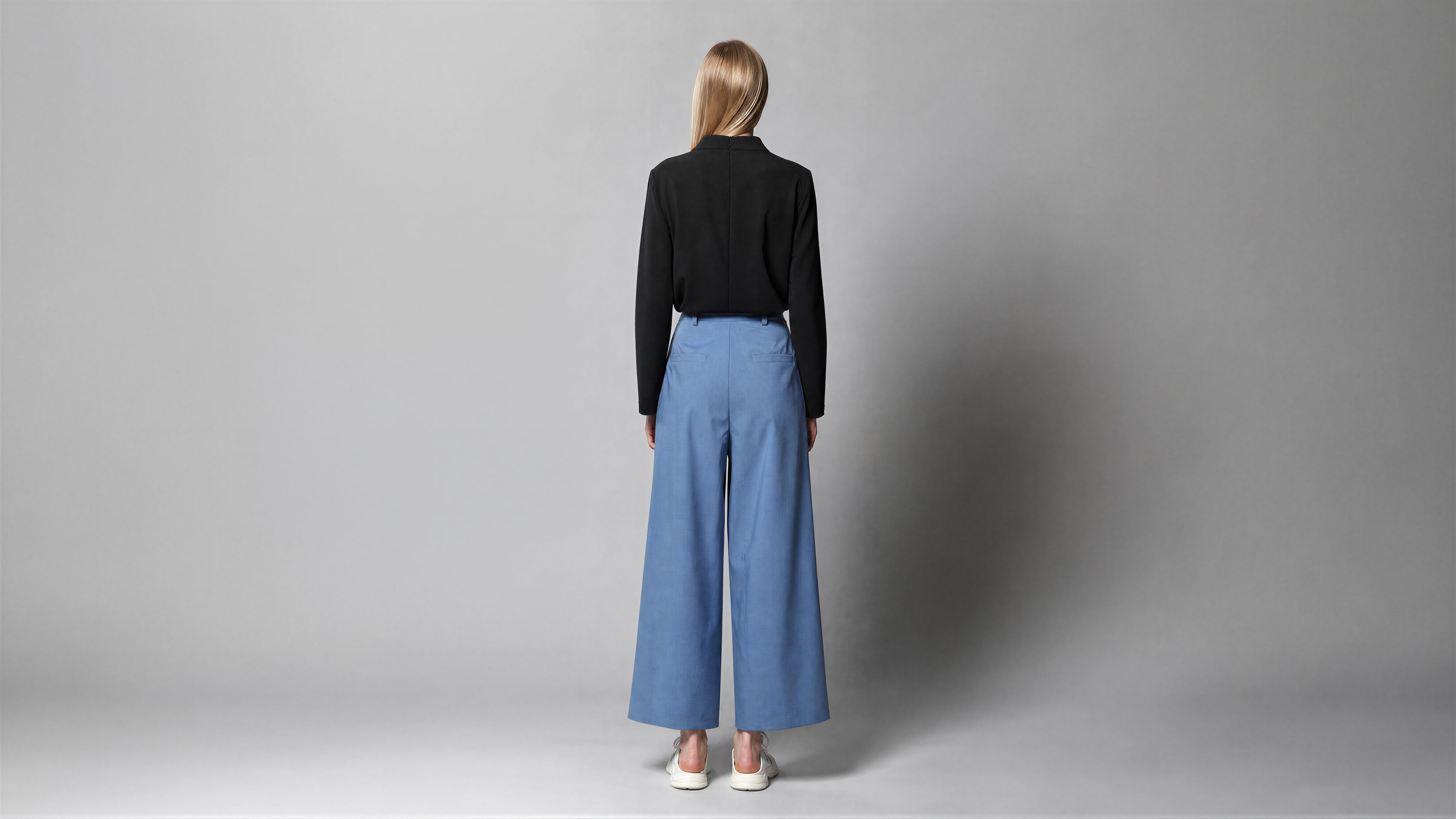 SAPPHIRE BLUE / COOL MIST GREY TAILORED TRENCH WIDE-LEG TROUSERS