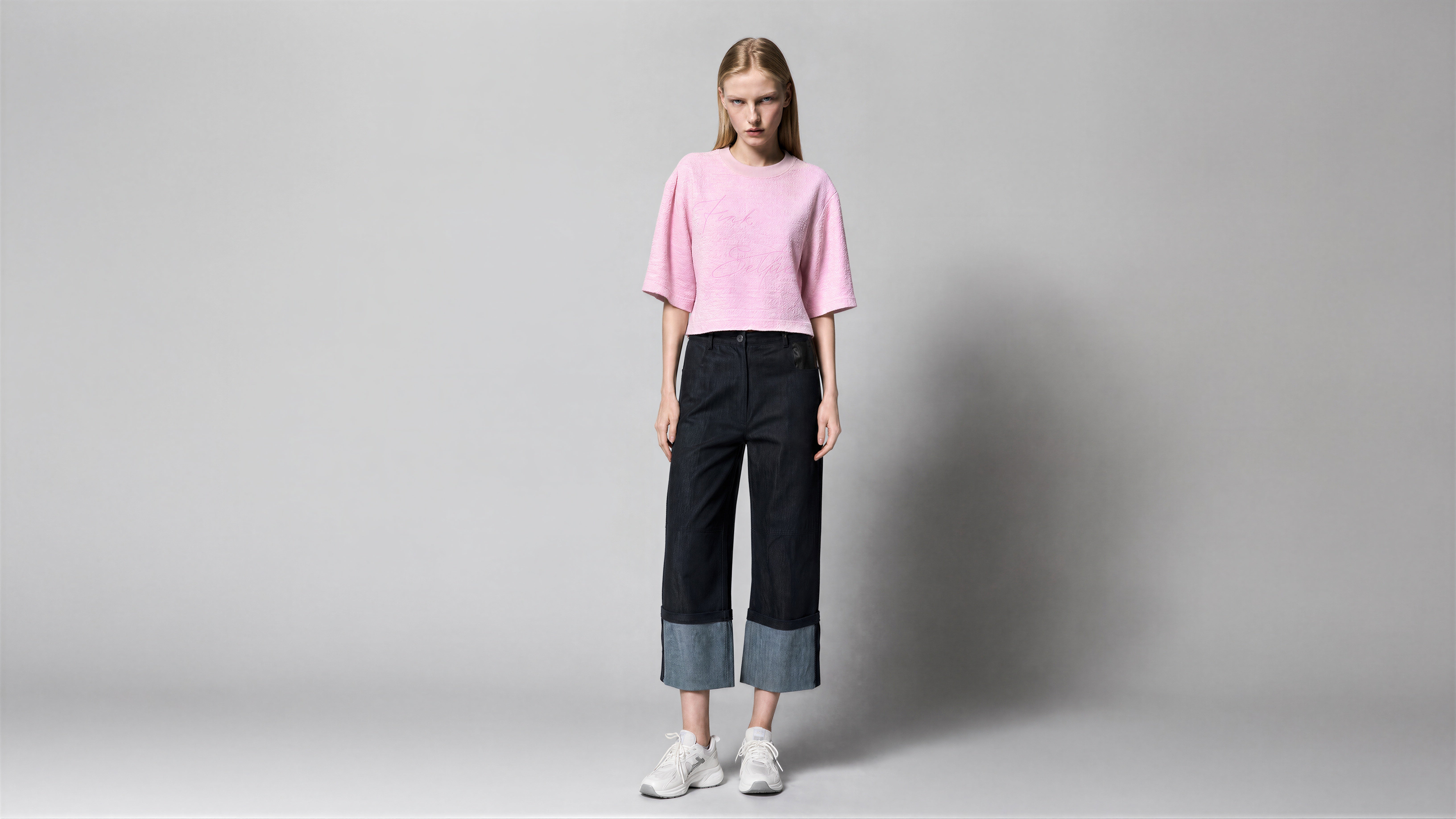 ICE BLUE / STARLIGHT PINK WOOL-BLEND TOP