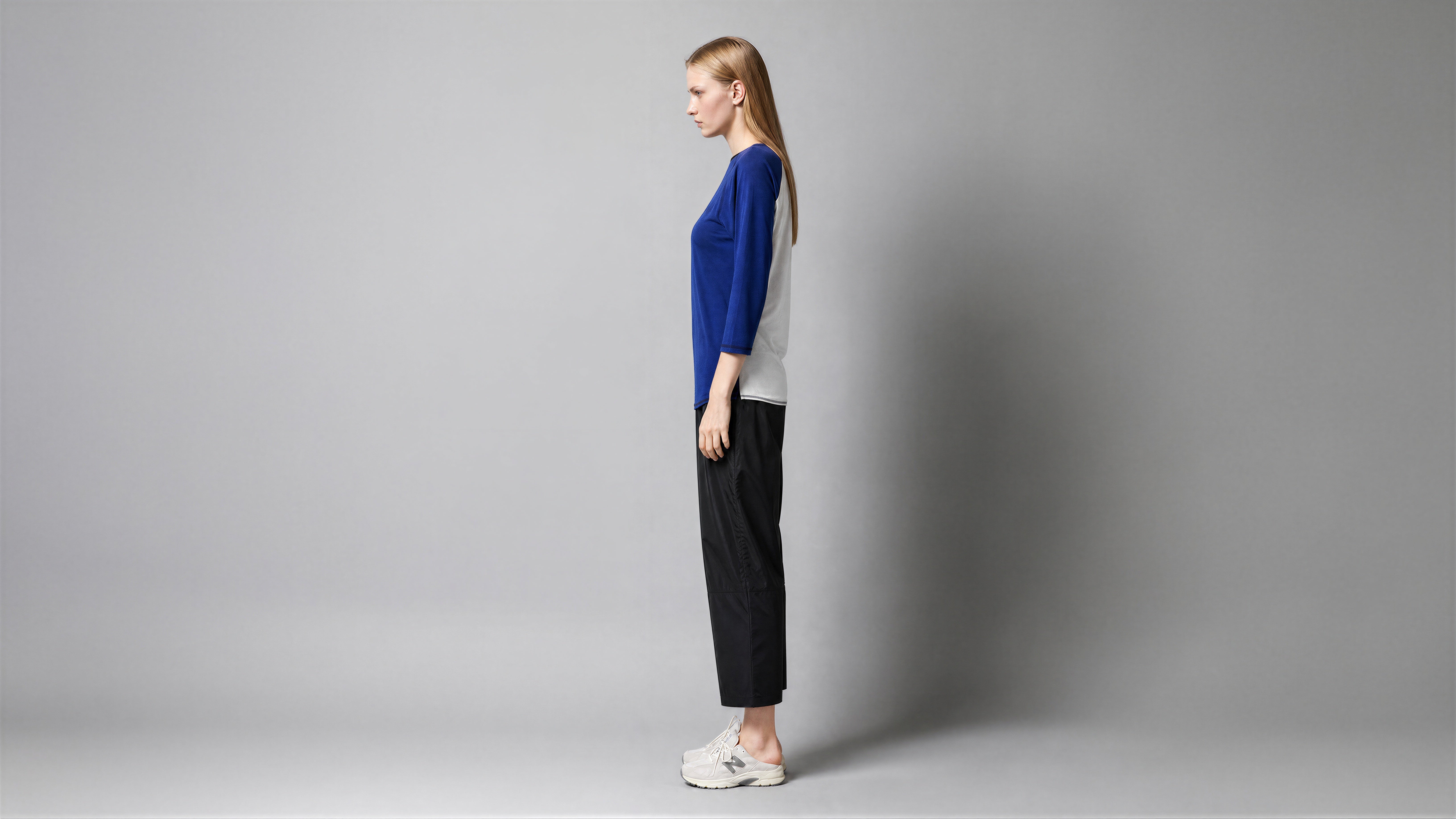 NAVY BLUE / DEEP BURGUNDY 3/4-SLEEVE LONG T-SHIRT