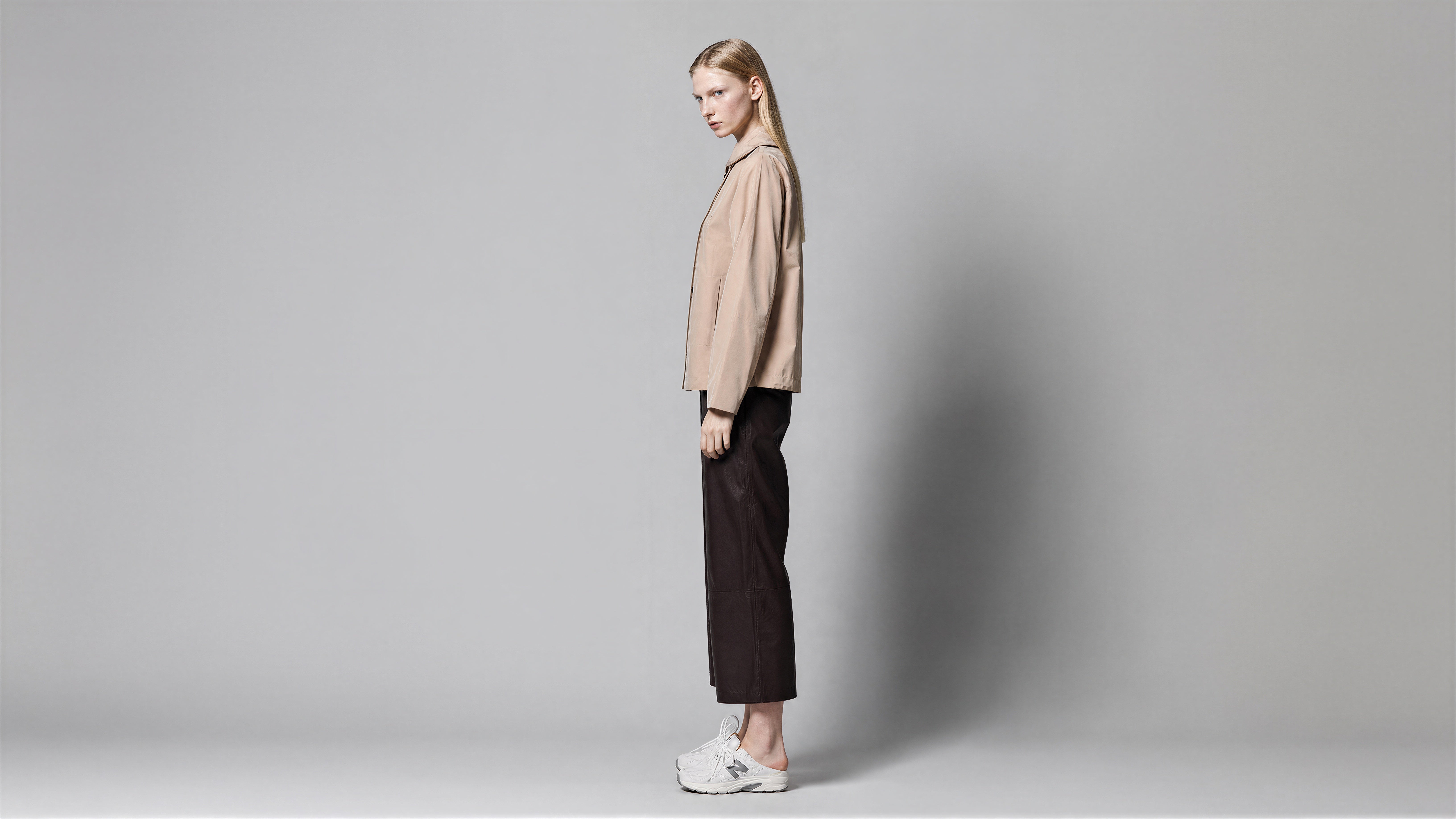 SOFT BLUSH PINK / WARM BEIGE TRENCH CASUAL HOODED JACKET